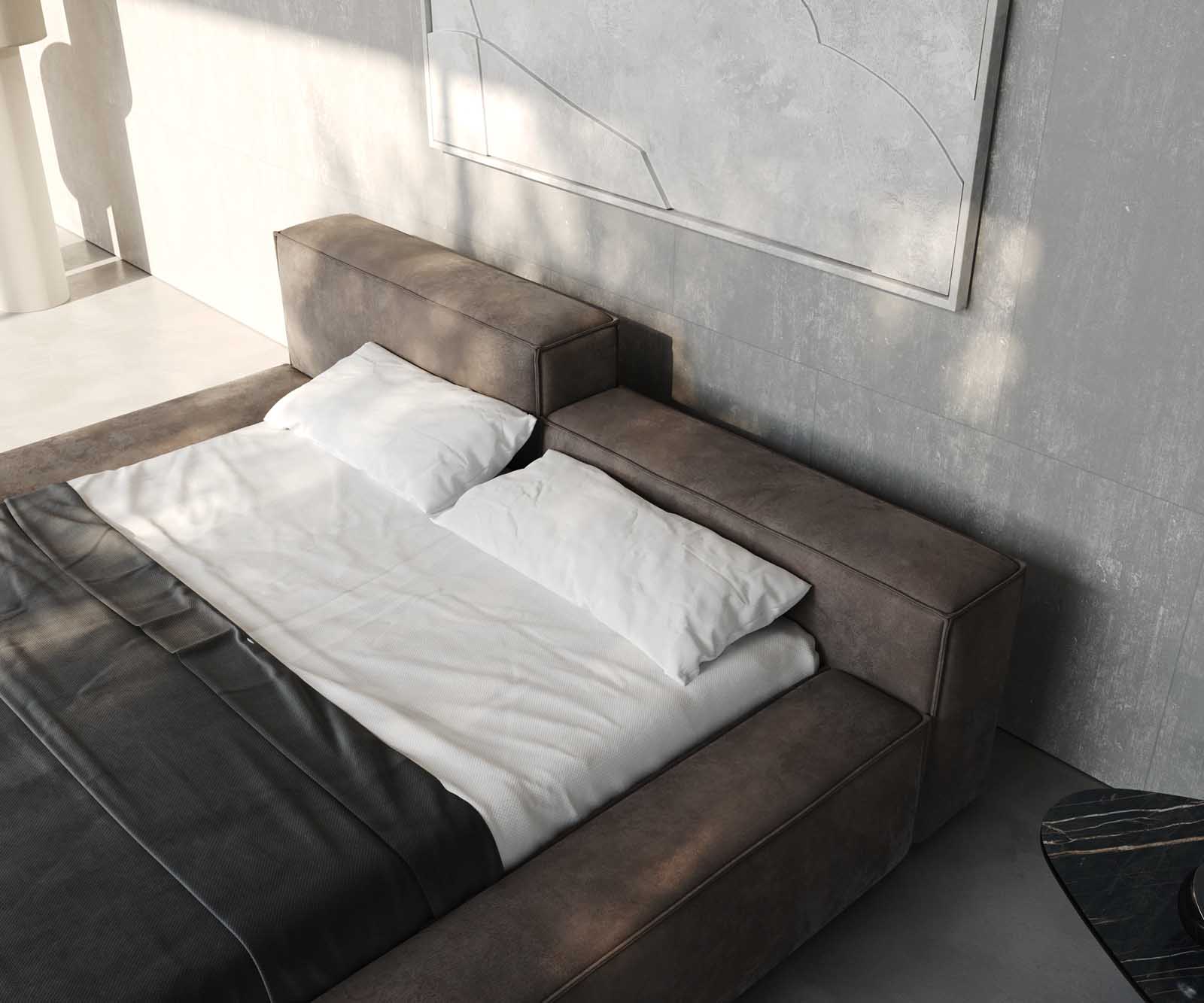 Polsterbettgestell Kalinea 140x200 cm Mikrofaser Taupe Vintage 5 Polsterbettgestell Kalinea 140x200 cm Mikrofaser Taupe Vintage 5