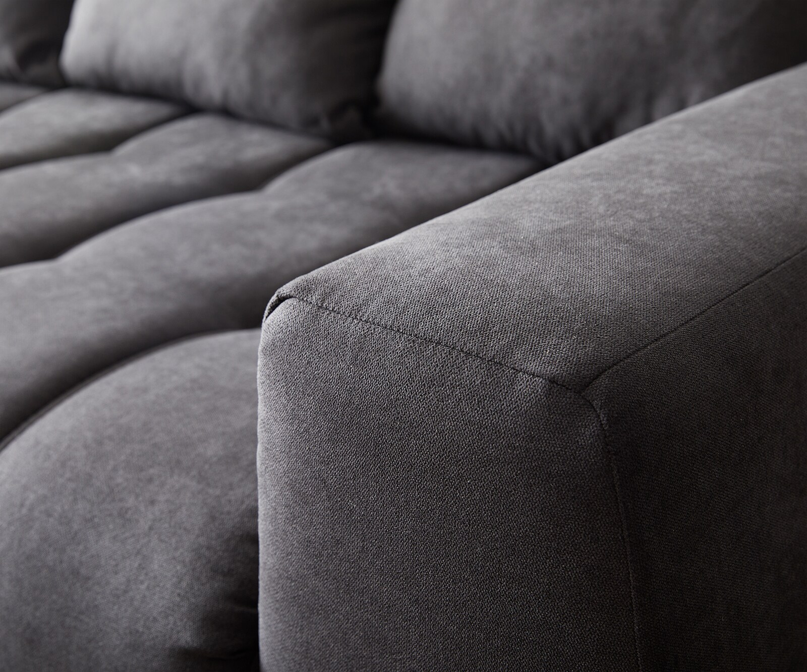Canapé-panoramique Nabor 300x230 cm microfibre noir pouf à gauche incl. fonction d'extension électrique 6