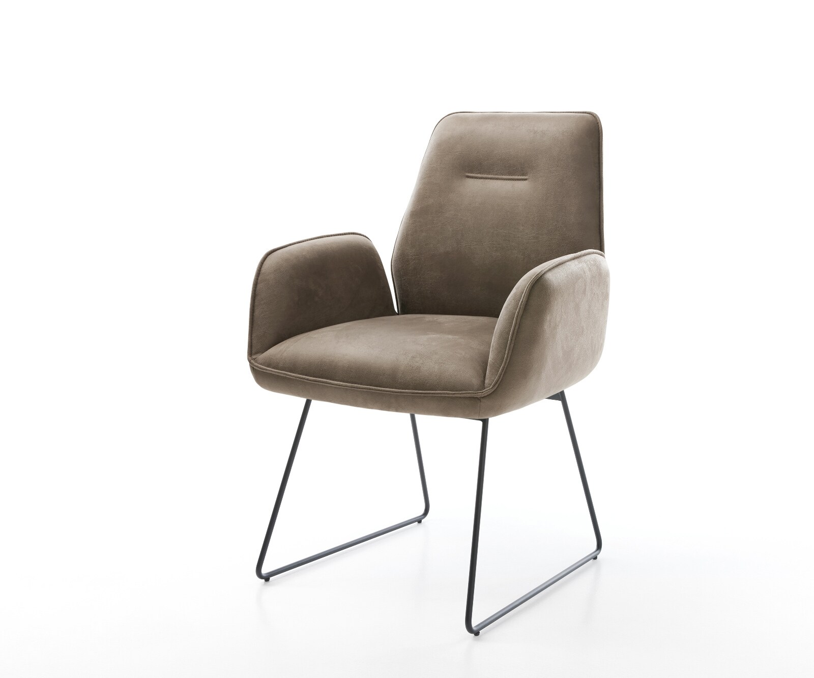 Chaise-de-salle-à-manger Zoa-Flex microvelours taupe vintage pied trapèze noir ressorts ensachés