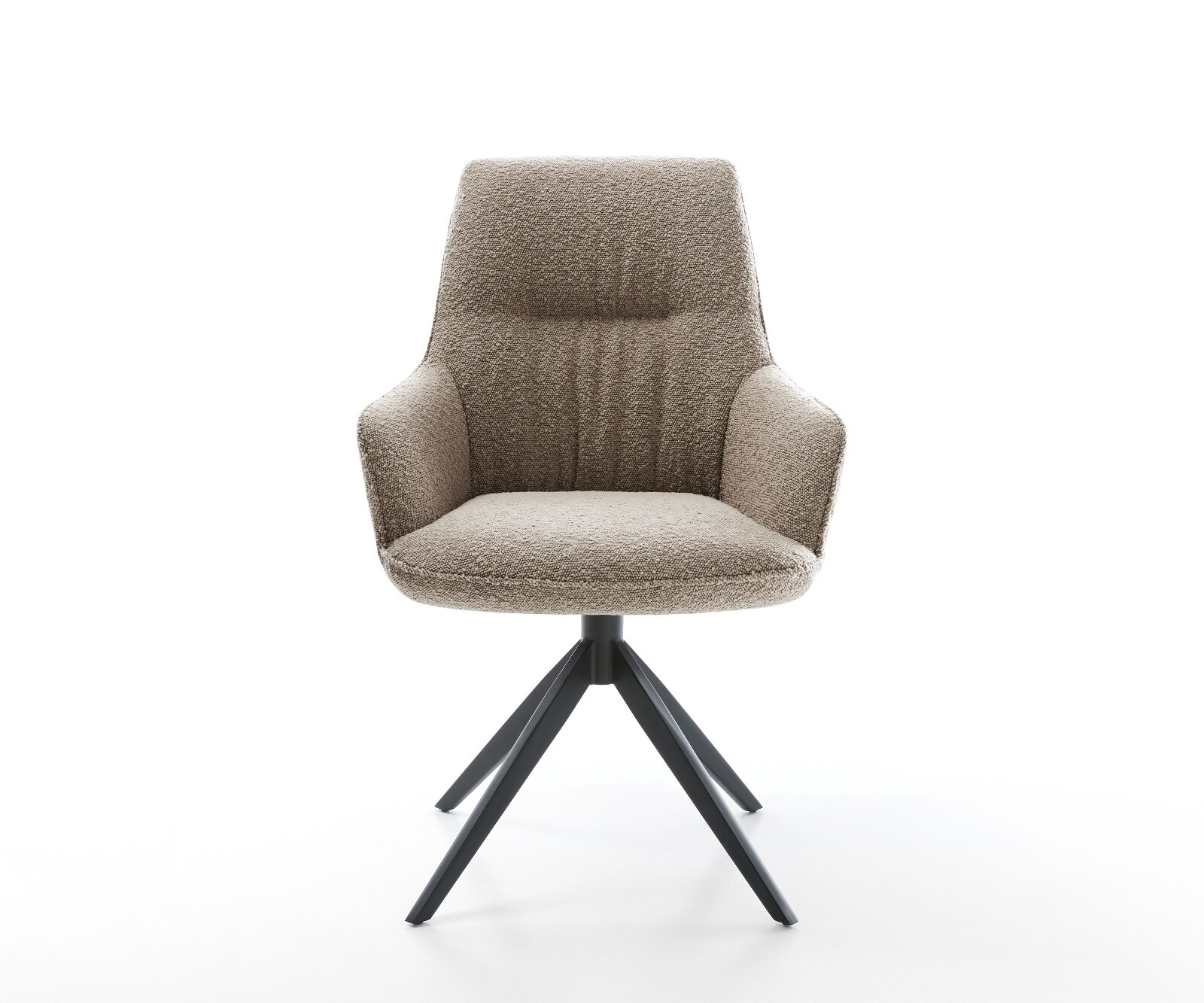 Chaise-pivotante Zelia-Flex avec accoudoirs bouclé boue pied croisé large noir pivotement sur 360° fonction bascule ressorts ensachés 1