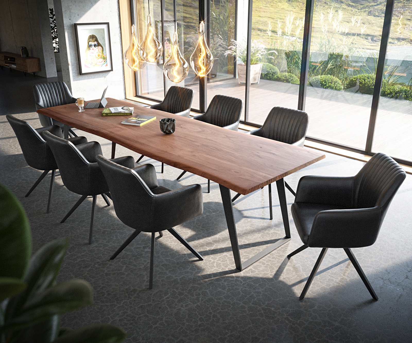 Esszimmerstuhl Greg-Flex Echt-Leder Schwarz Kreuzgestell kantig Schwarz Taschenfederkern 3 Esszimmerstuhl Greg-Flex Echt-Leder Schwarz Kreuzgestell kantig Schwarz Taschenfederkern 3