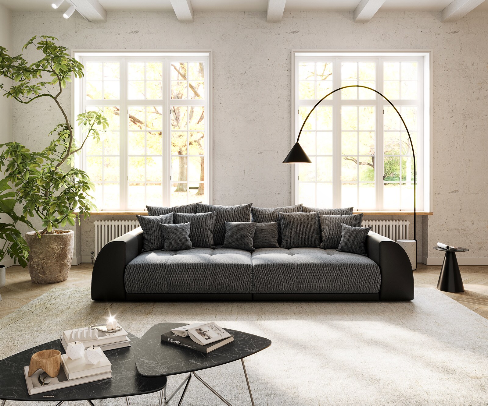 Big-Sofa Violetta 310x135 cm Schwarz inklusive Kissen 1 Big-Sofa Violetta 310x135 cm Schwarz inklusive Kissen 1