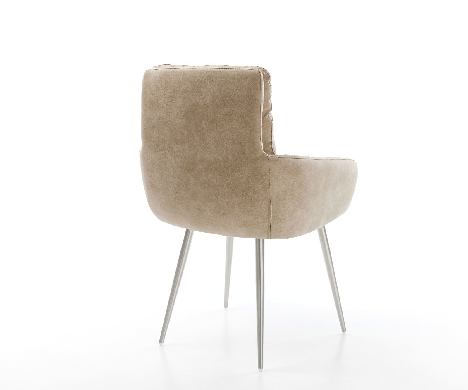 Esszimmerstuhl Abelia-Flex mit Armlehnen Mikrofaser Beige Vintage 4-Fuß konisch Edelstahl 4 Esszimmerstuhl Abelia-Flex mit Armlehnen Mikrofaser Beige Vintage 4-Fuß konisch Edelstahl 4
