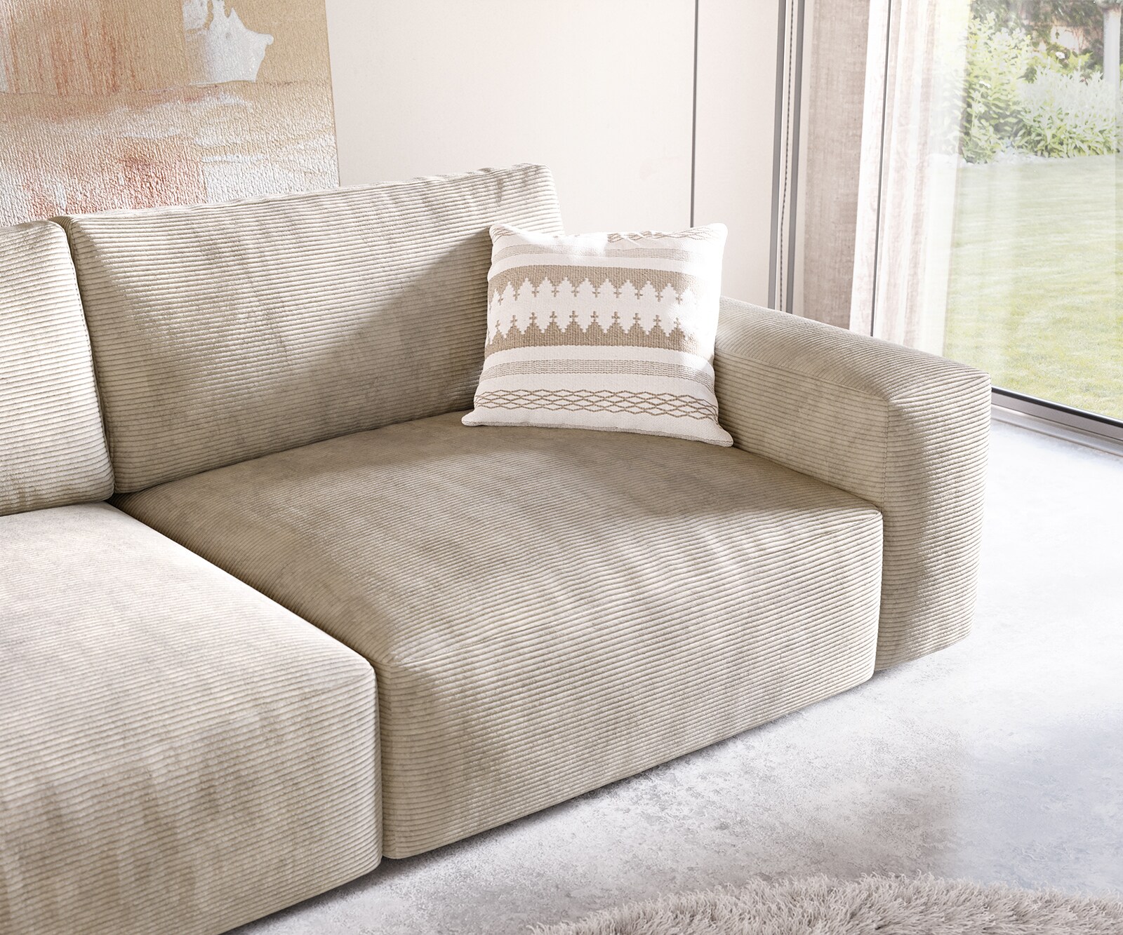 Grand Canapé Lanzo XL 270x130 cm Cordge avec Tabouret 5