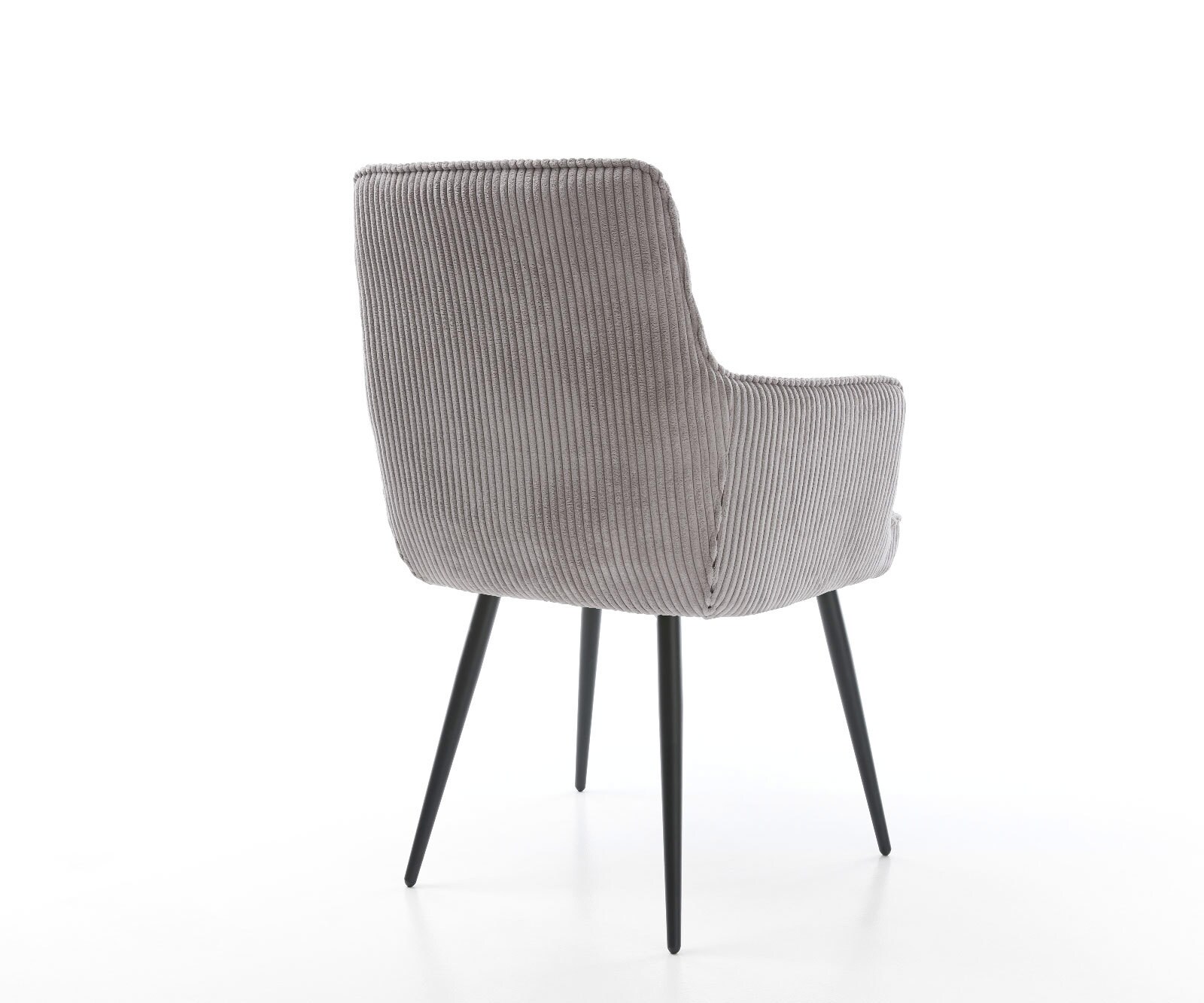 Chaise-de-salle-à-manger Heira-Flex avec accoudoirs côtelé gris argenté 4 pieds coniques noir ressorts ensachés 5