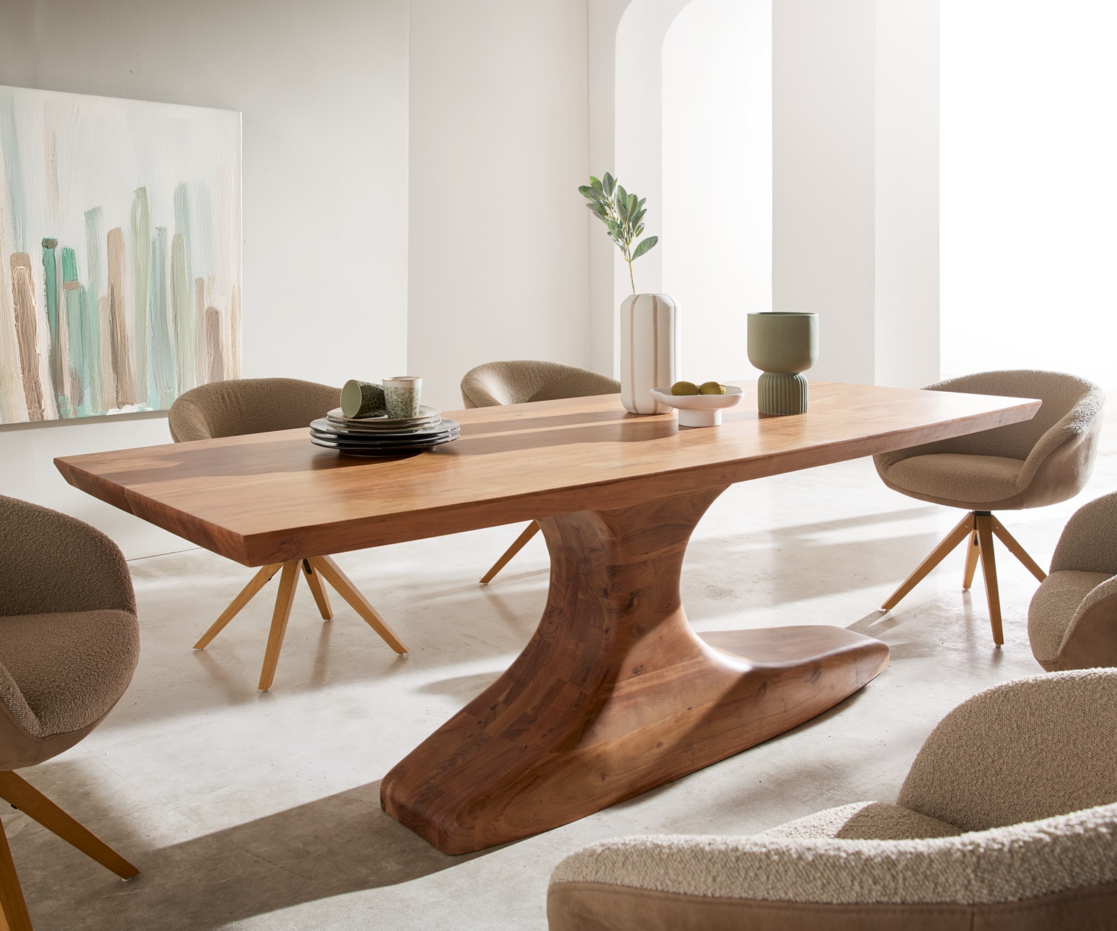 Esszimmertisch Jalta Akazie Natur 220x95 cm massiv Esstisch