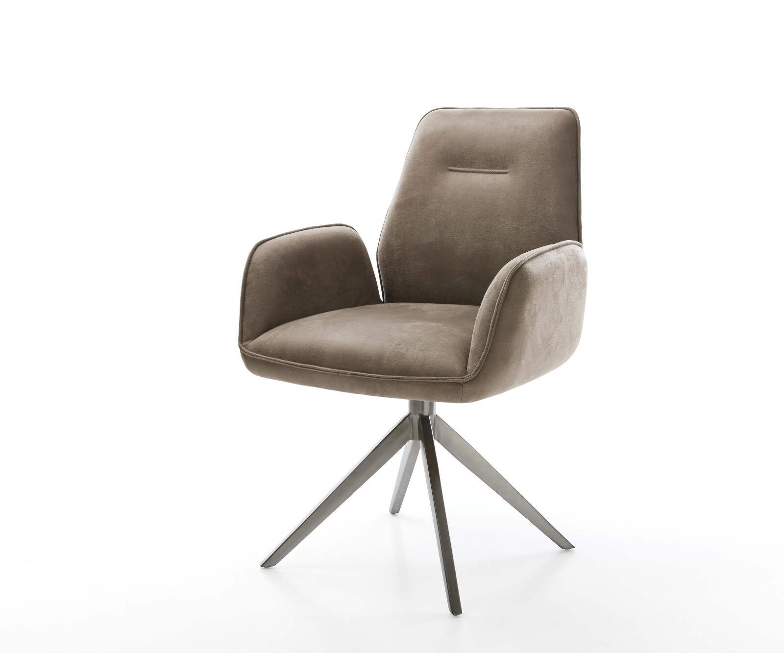 Drehstuhl Zoa-Flex Mikrofaser Taupe Vintage Kreuzgestell breit Graphit 360° drehbar Wippfunktion Taschenfederkern