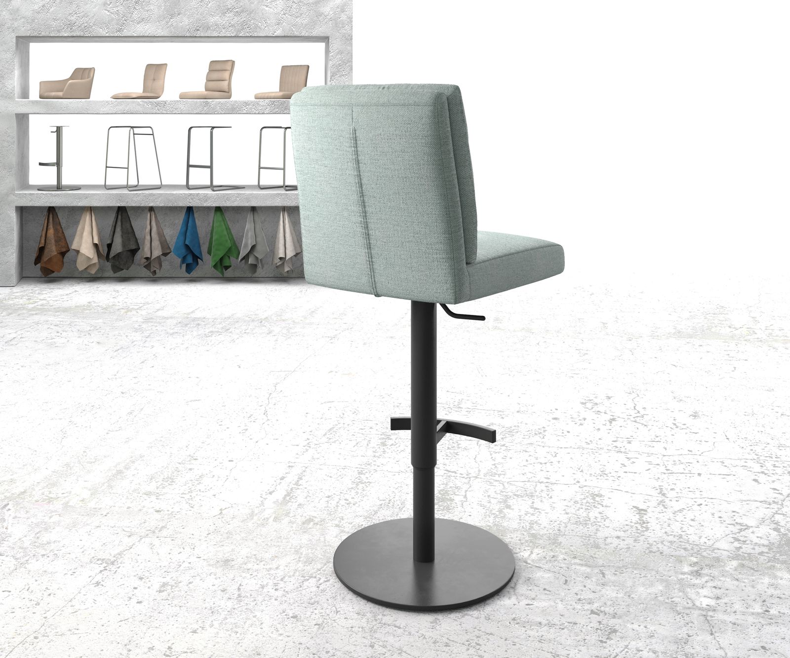 Chaise-de-bar Pela-Flex rayures menthe pied pivotant réglable en hauteur métal 3