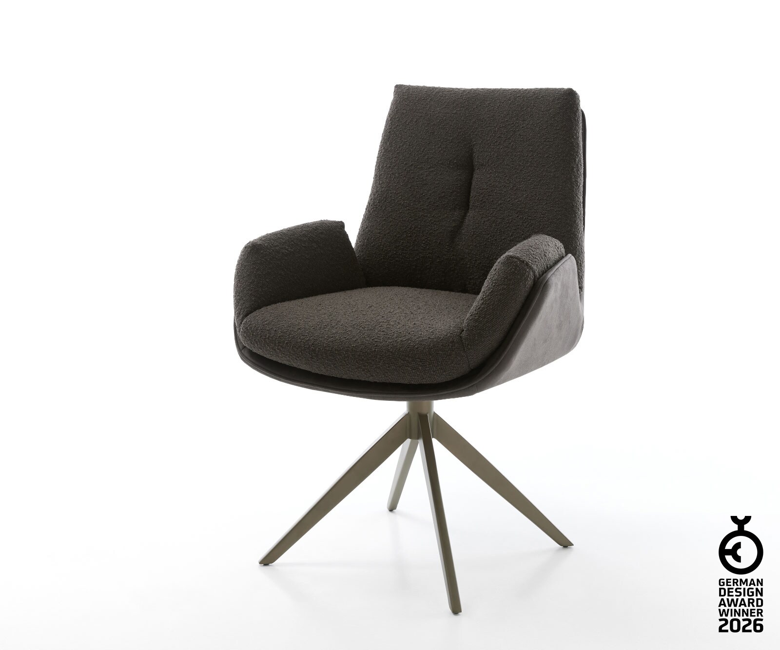 Drehstuhl Clea-Flex Materialmix Schwarz Kreuzgestell breit Effektfinish Titan 360° drehbar Wippfunktion