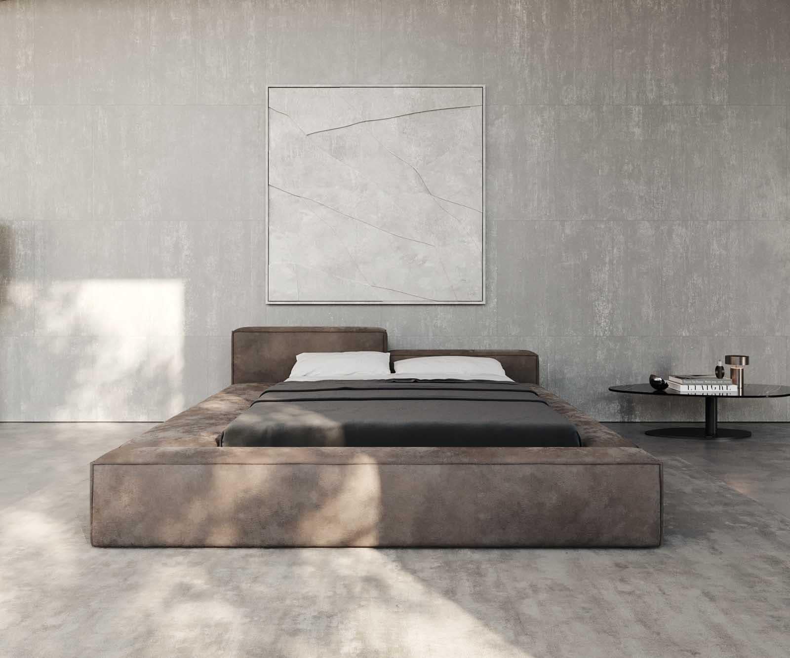 Polsterbettgestell Kalinea 140x200 cm Mikrofaser Taupe Vintage 1 Polsterbettgestell Kalinea 140x200 cm Mikrofaser Taupe Vintage 1