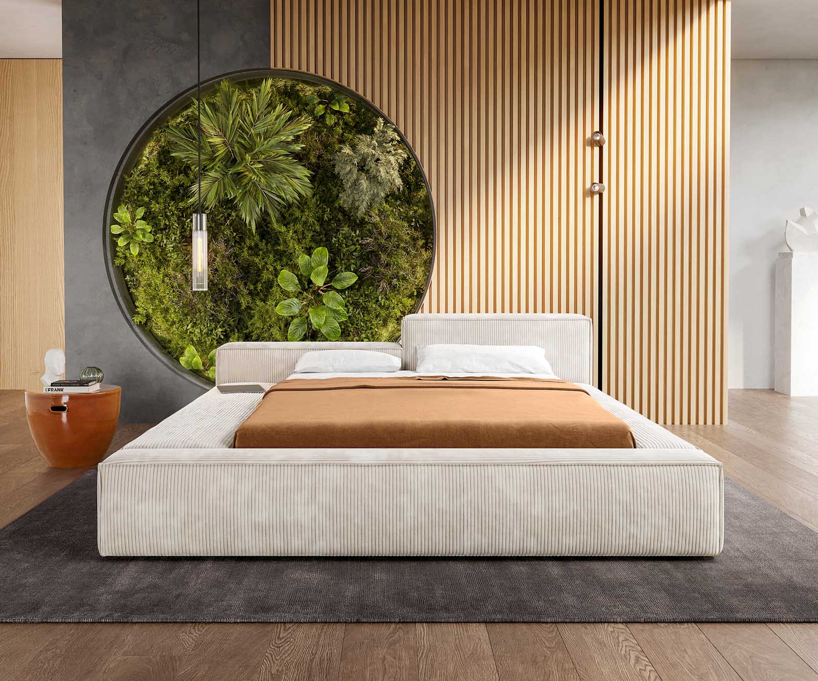 Polsterbettgestell Kalinea 140x200 cm Cord Beige 1