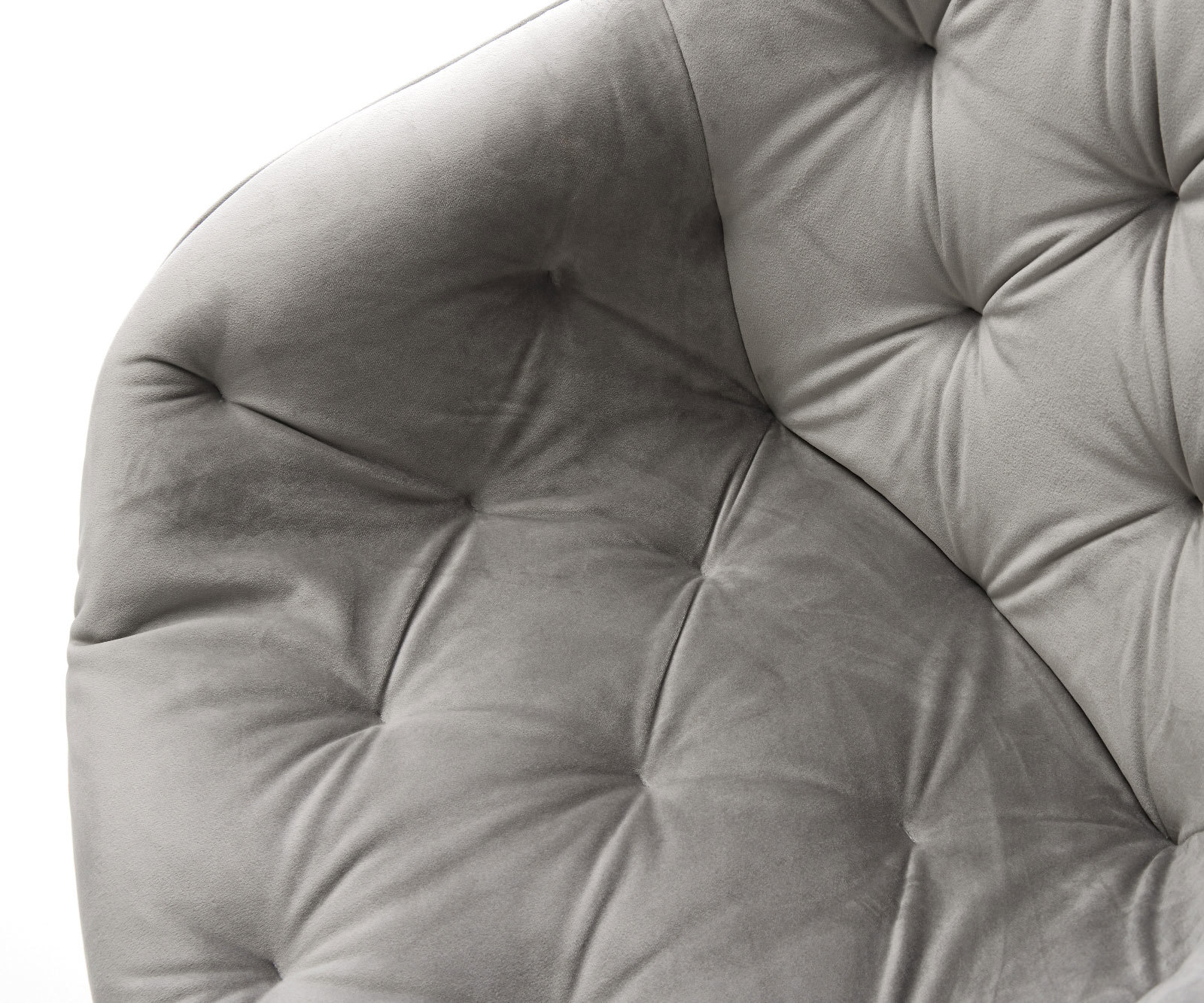Chaise-de-salle-à-manger Gaio-Flex velours gris pied croisé angulaire acier inoxydable brossé 3 Chaise-de-salle-à-manger Gaio-Flex velours gris pied croisé angulaire acier inoxydable brossé 3
