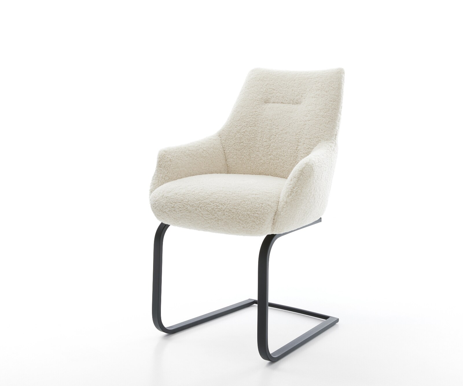 Freischwinger Alja-Flex mit Armlehnen Teddystoff Beige Freischwinger flach Schwarz Taschenfederkern