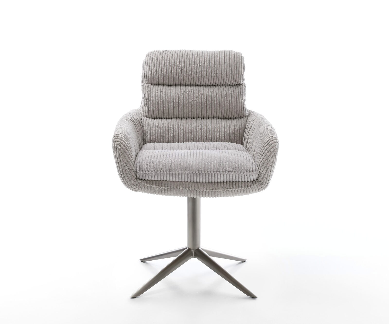 Drehstuhl Abelia-Flex mit Armlehnen Cord Silbergrau Fußkreuz Graphit 360° drehbar Wippfunktion 1