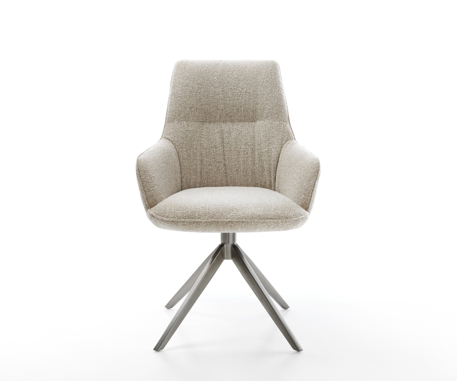 Chaise-pivotante Zelia-Flex avec accoudoirs tissu tissé doux beige pied croisé large grafiete pivotement sur 360° fonction bascule resorts ensachés 2