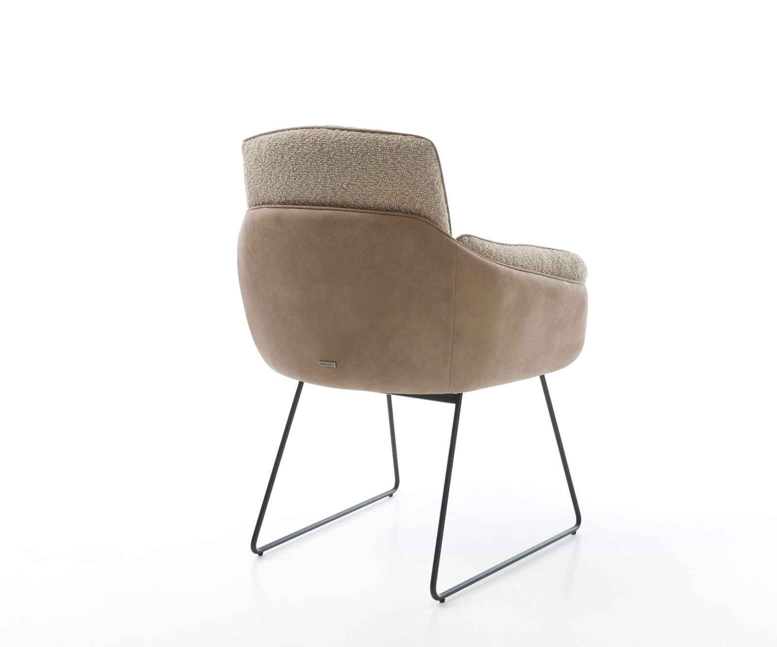 Esszimmerstuhl Luan-Flex mit Armlehnen Materialmix Schlamm Kufengestell Schwarz 3 Esszimmerstuhl Luan-Flex mit Armlehnen Materialmix Schlamm Kufengestell Schwarz 3