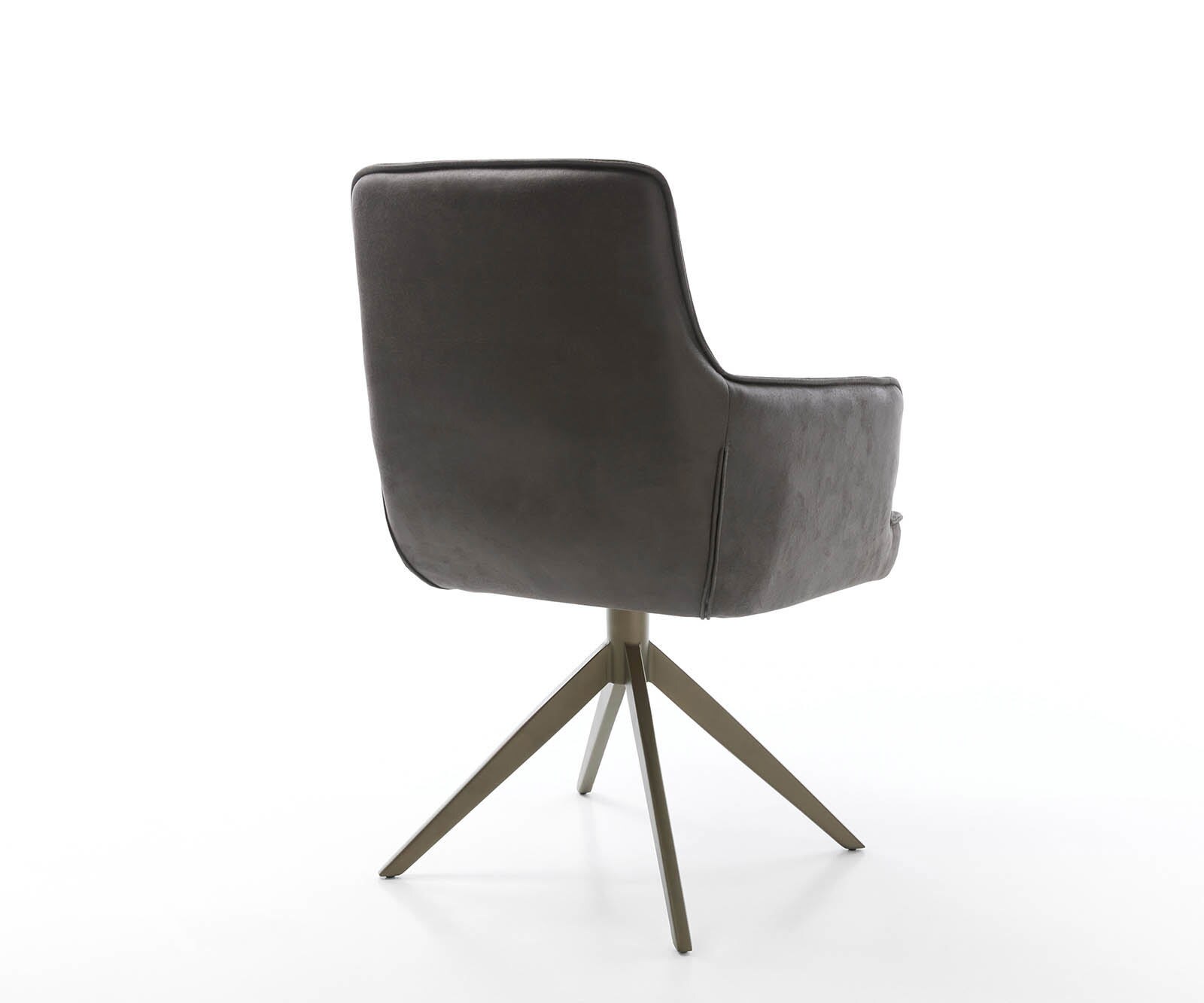 Chaise-pivotante Heira-Flex avec accoudoirs microvelours anthracite vintage pied croisé large aspect titane pivotement sur 360° ressorts ensachés 4
