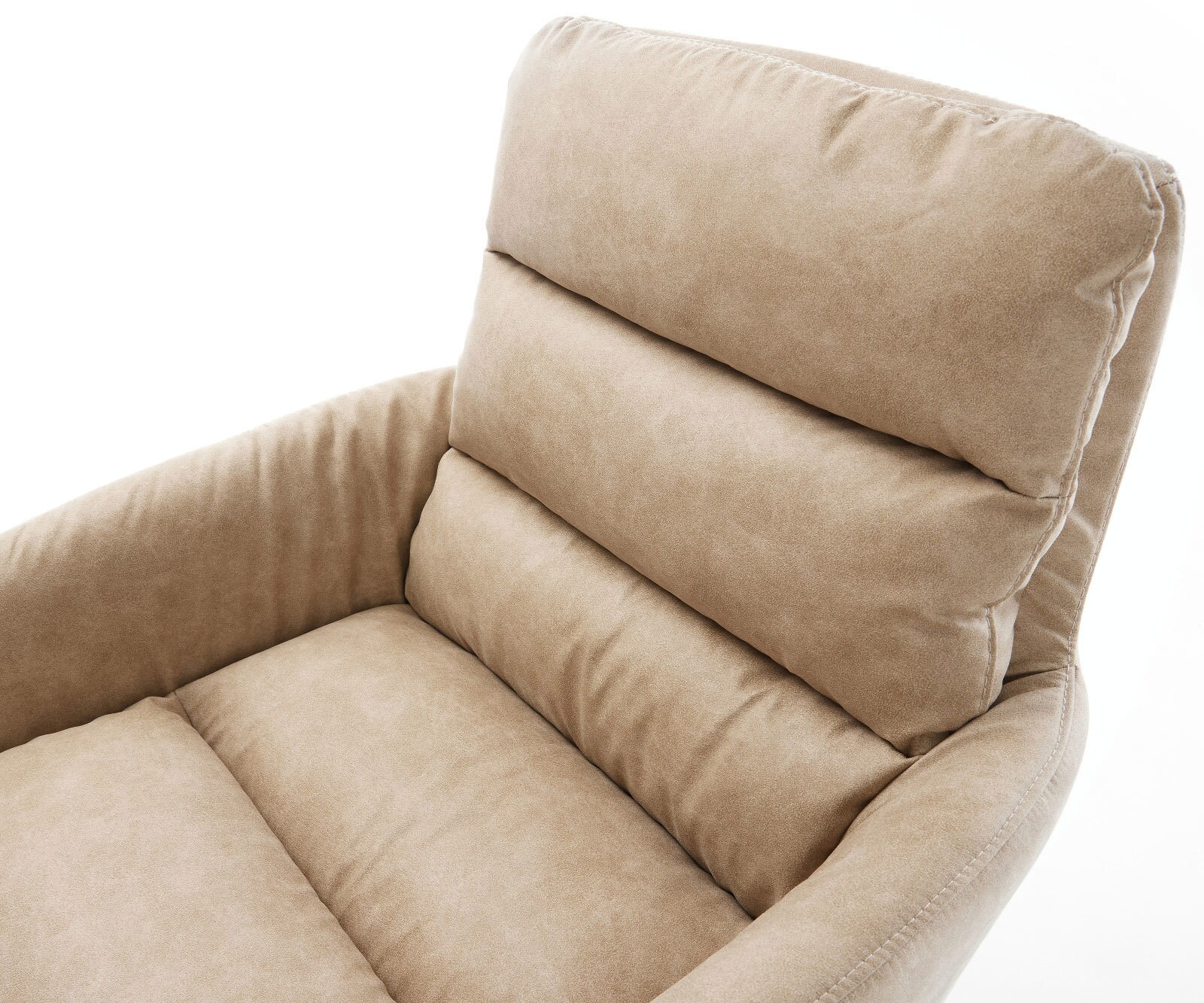 Drehstuhl Abelia-Flex mit Armlehnen Mikrofaser Beige Vintage Kreuzgestell breit Edelstahl 360° drehbar Wippfunktion 3