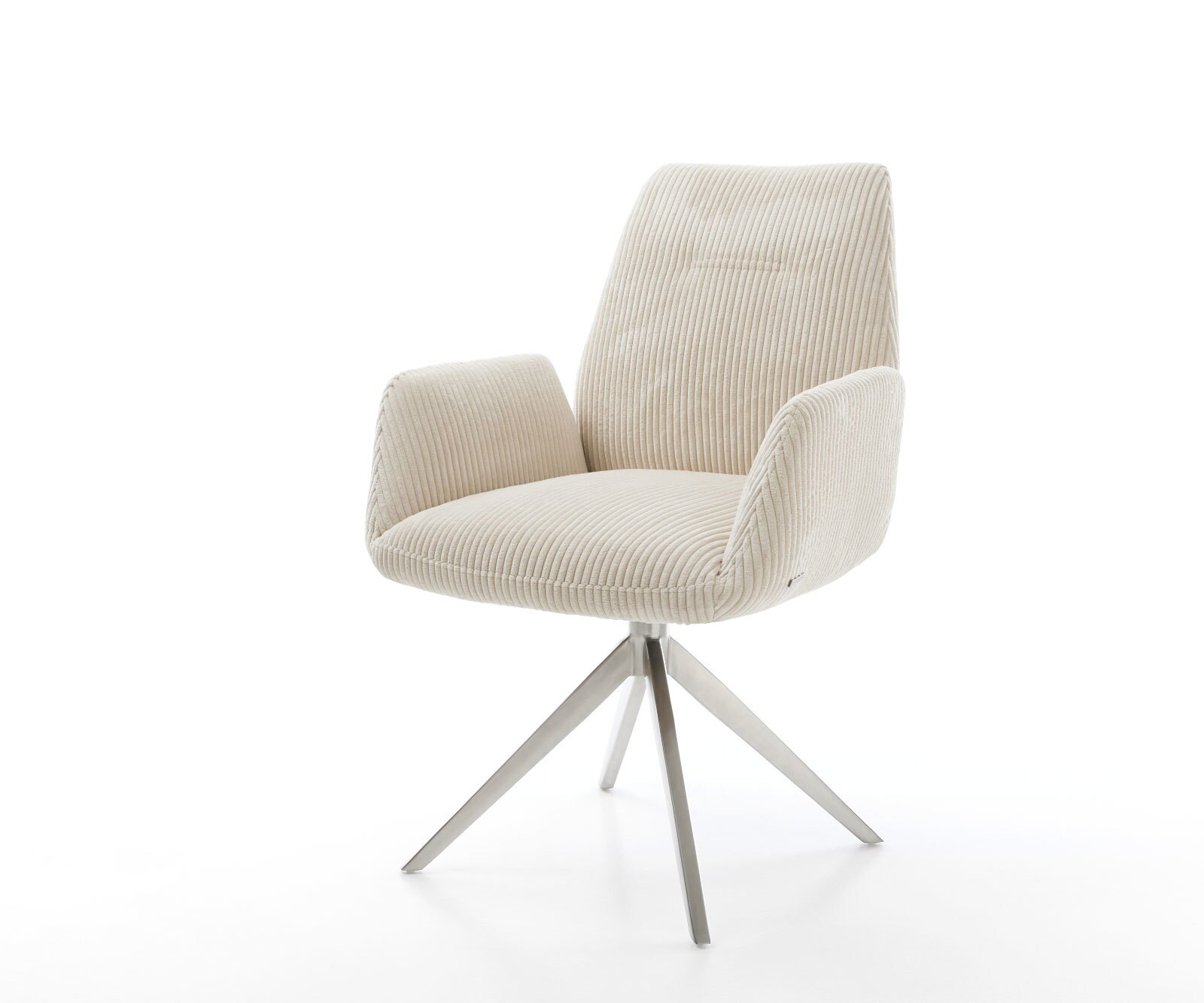 Esszimmerstuhl Zoa-Flex Cord Beige Kreuzgestell breit Edelstahl Taschenfederkern