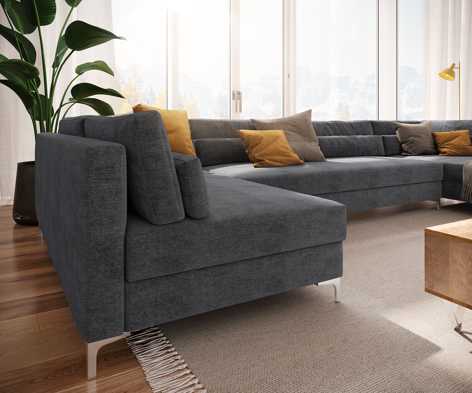 Wohnlandschaft Elio XL 400x185 cm Mikrofaser Graphite 5