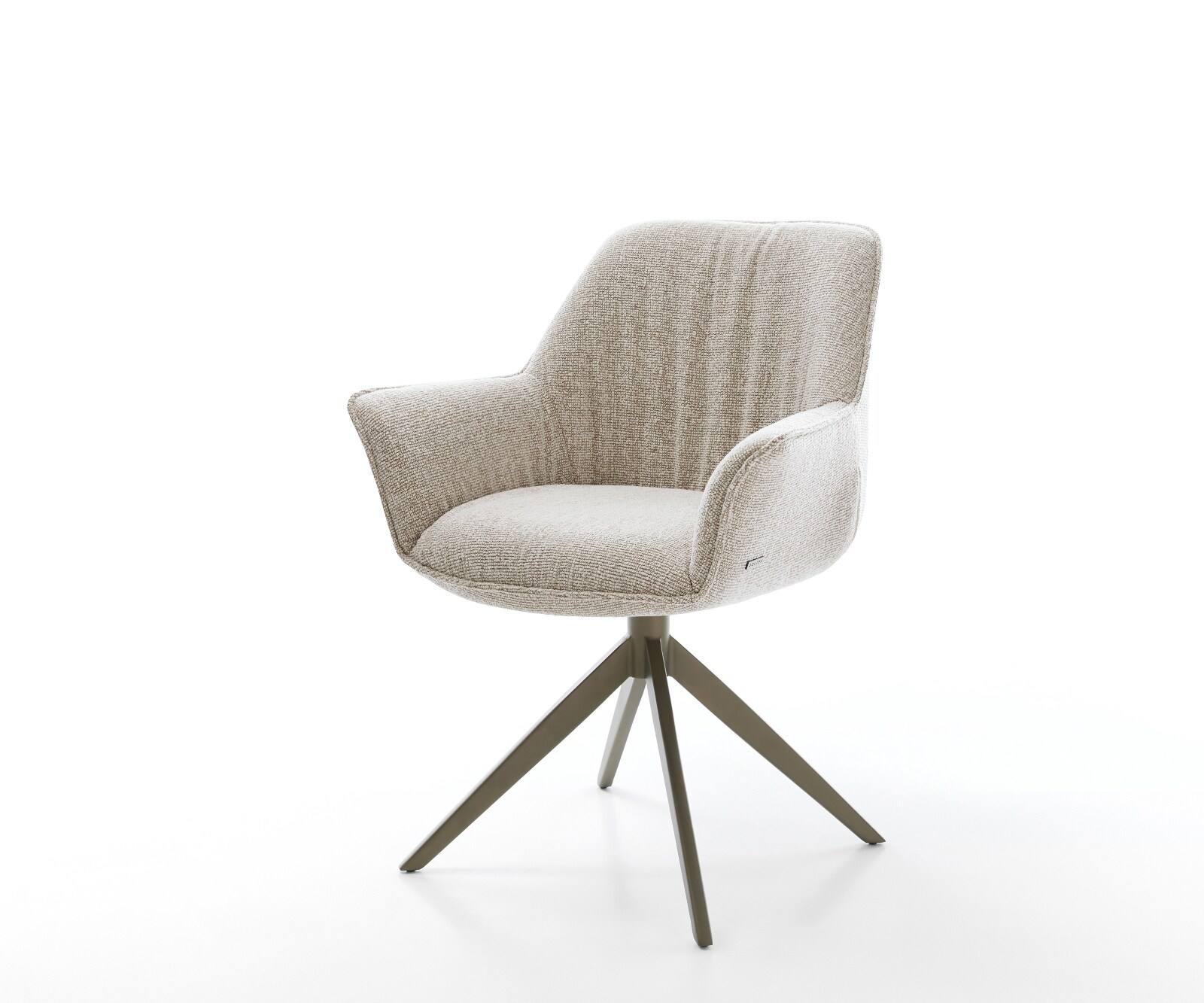 Drehstuhl Keila-Flex mit Armlehnen Webstoff Soft Beige Kreuzgestell breit Effektfinish Titan 360° drehbar Wippfunktion 1