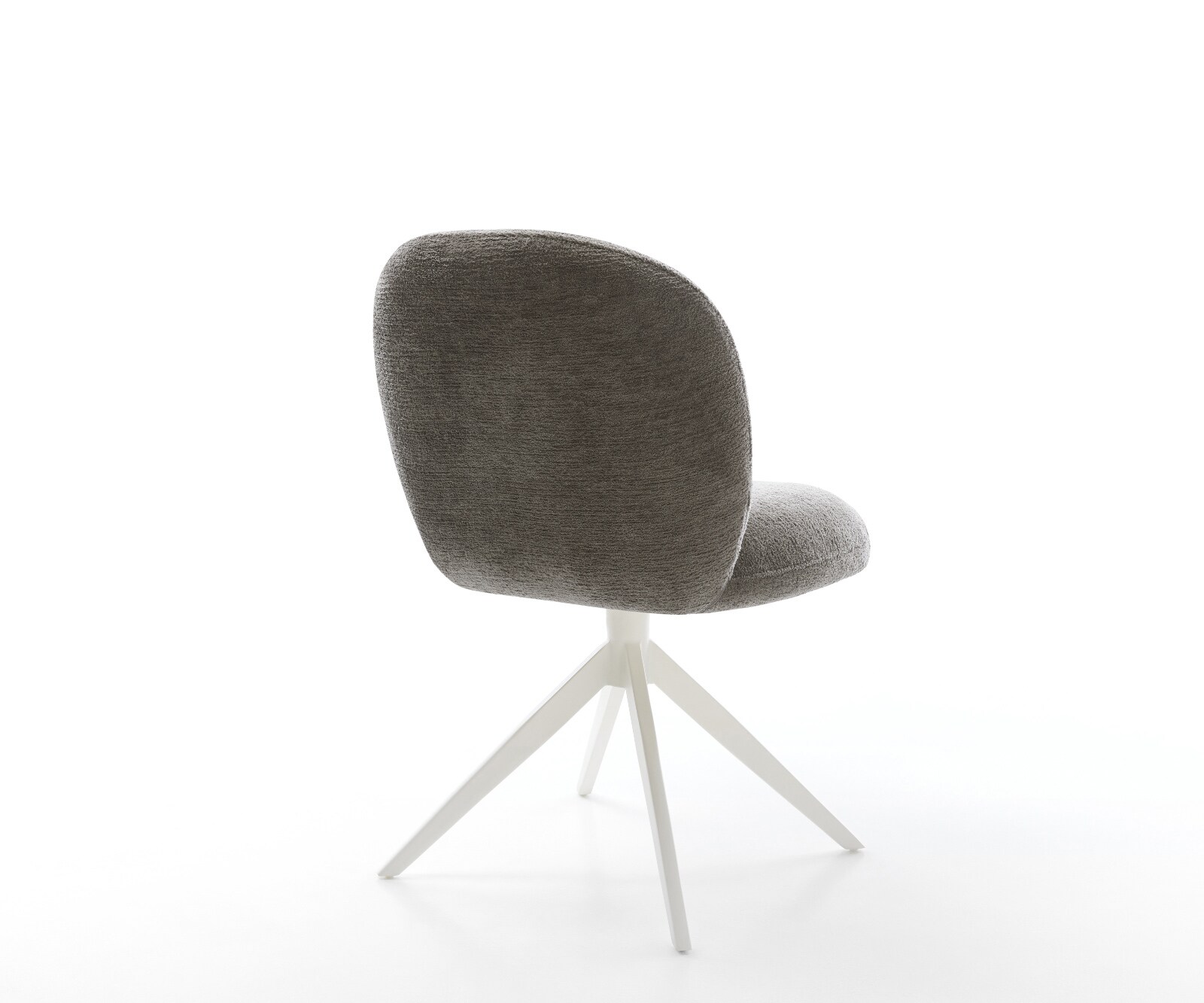 Chaise-pivotante Nube-Flex bouclé doux couleur boue pied croisé large blanc pivotement sur 360° fonction bascule resorts ensachés 4