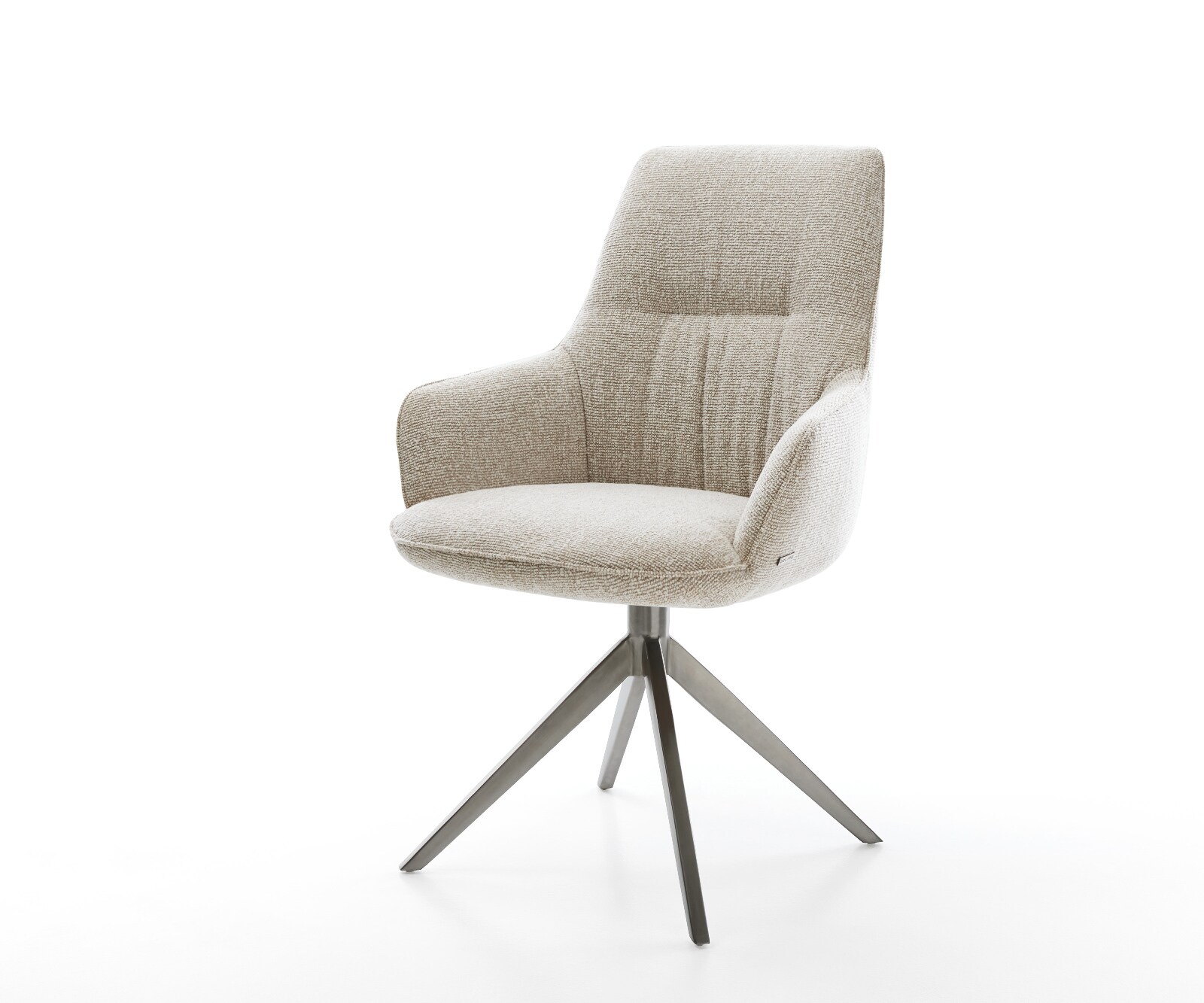 Chaise-pivotante Zelia-Flex avec accoudoirs tissu tissé doux beige pied croisé large grafiete pivotement sur 360° fonction bascule resorts ensachés 1