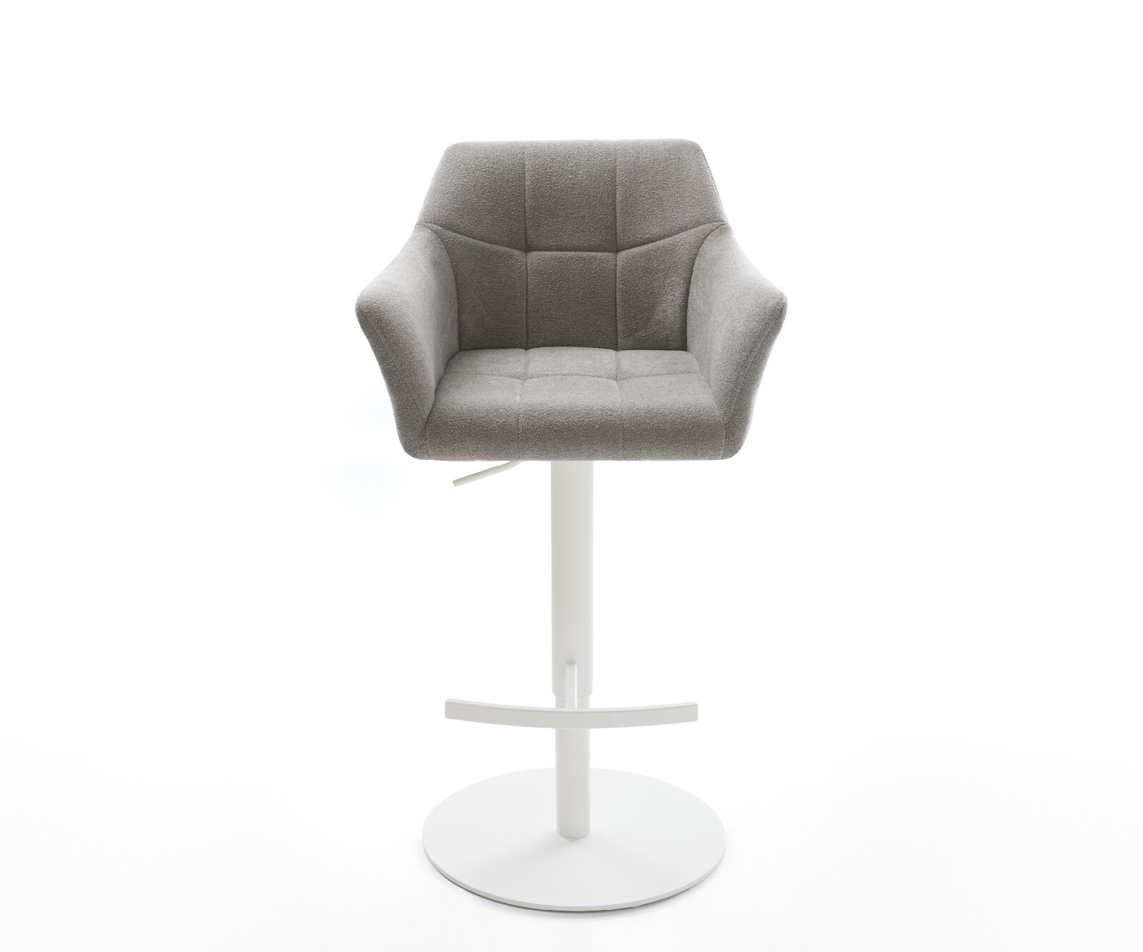 Chaise-de-bar Yulo-Flex Tissu structuré doux Gris Pied pivotant réglable en hauteur blanc Blanc 1