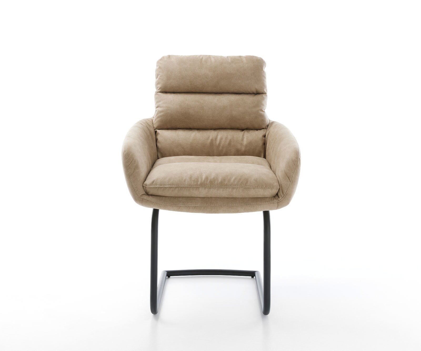 Cantilever Abelia-Flex avec accoudoirs microvelours beige vintage pied cantilever rond noir 1
