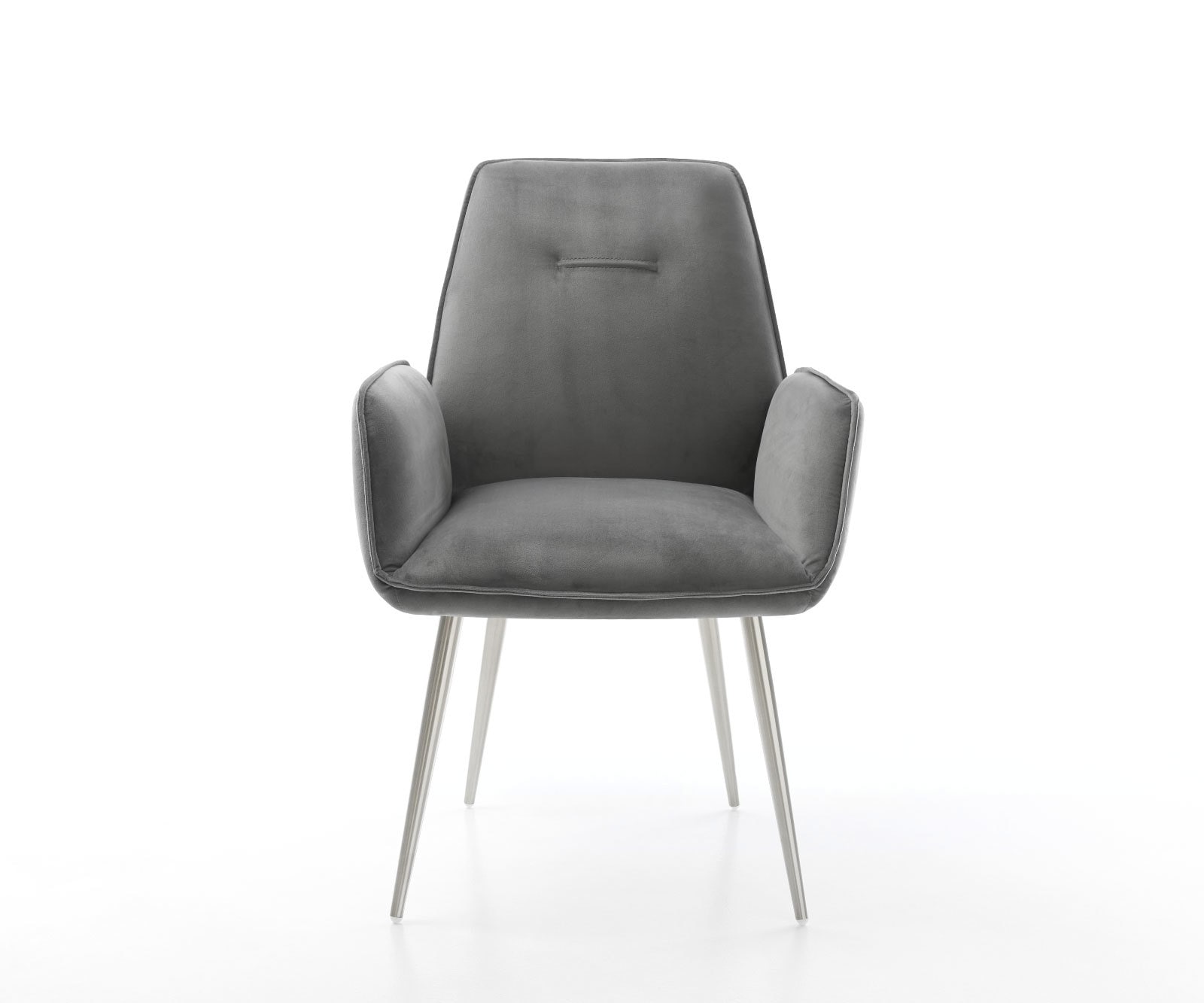 Esszimmerstuhl Zoa-Flex Samt Grau 4-Fuß konisch Edelstahl Taschenfederkern 1 Esszimmerstuhl Zoa-Flex Samt Grau 4-Fuß konisch Edelstahl Taschenfederkern 1