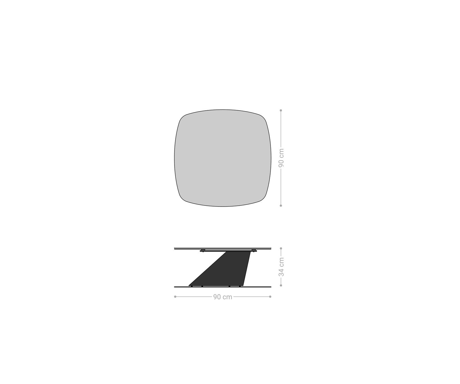 Table basse Edge bateau 90x90 cm céramique Emperador Extra Lucidato brun foncé Conis métal noir 8