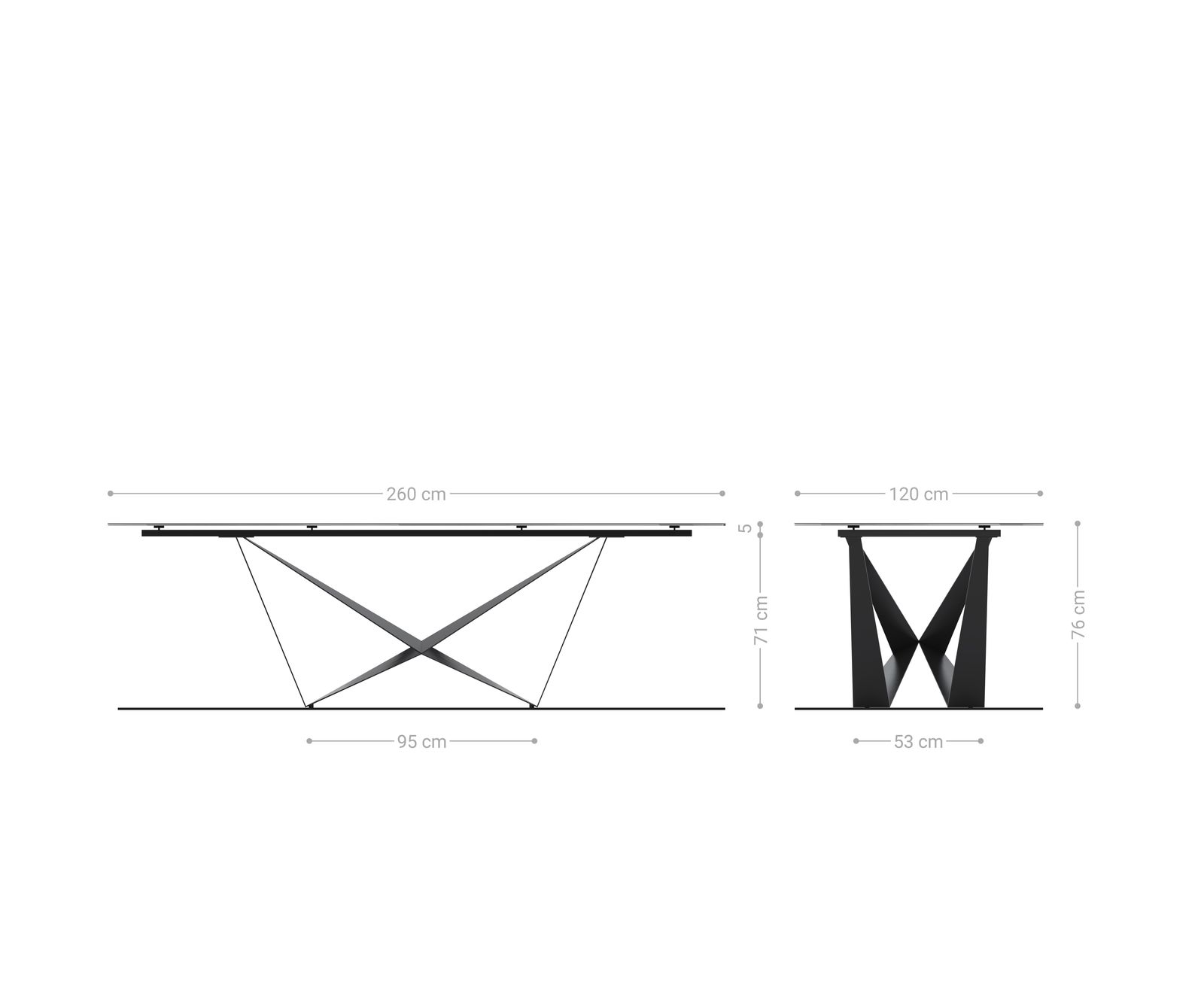 Esstisch Edge Boot 260x120 cm Keramik Laminam® Sabbia Eichefarbig Spider Flachstahl Edelstahl 8