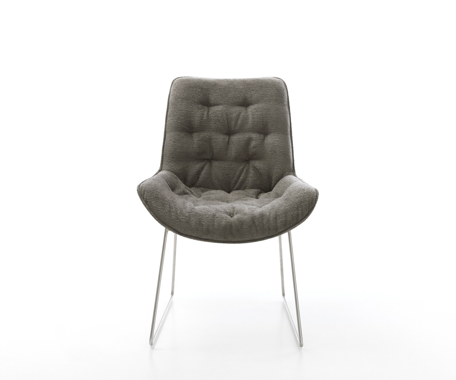 Esszimmerstuhl Taimi-Flex Bouclé Soft Schlamm Kufengestell Edelstahl 2
