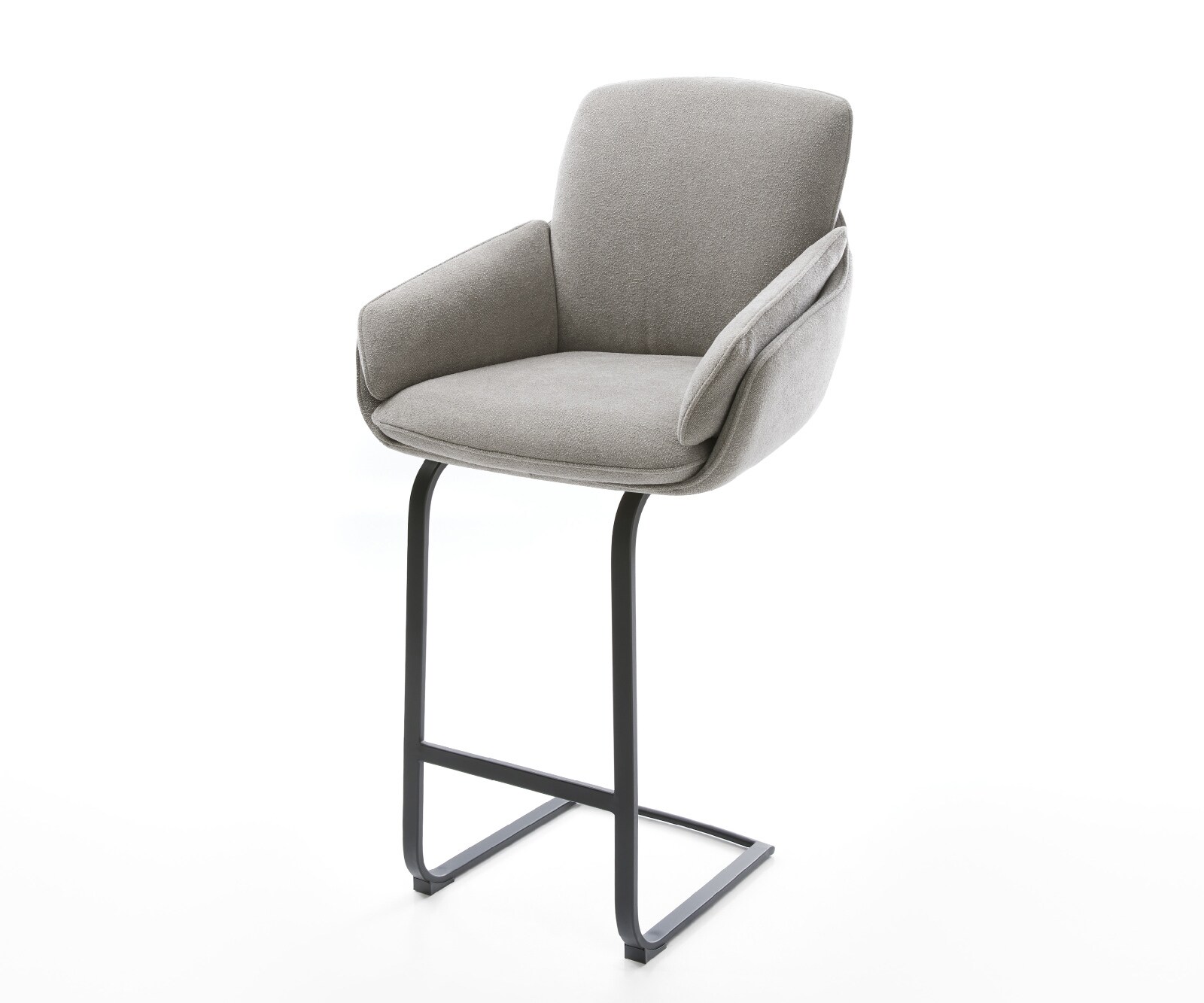 Chaise-de-bar Luan-Flex Tissu structuré doux Gris Pied cantilever plat noir Noir 1