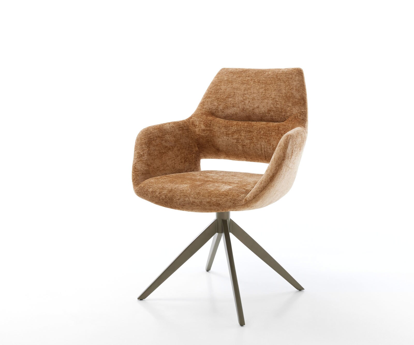 Drehstuhl Yago-Flex mit Armlehnen Chenille Rost Kreuzgestell breit Effektfinish Titan 360° drehbar Wippfunktion Taschenfederkern