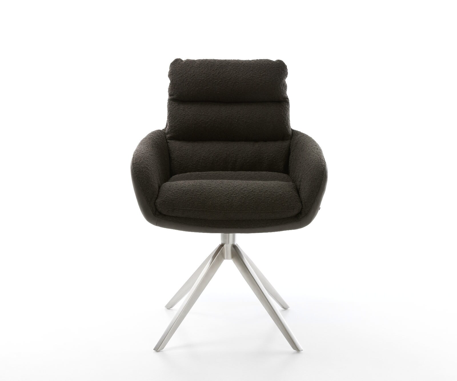 Drehstuhl Abelia-Flex mit Armlehnen Materialmix Schwarz Kreuzgestell breit Edelstahl 360° drehbar Wippfunktion 1