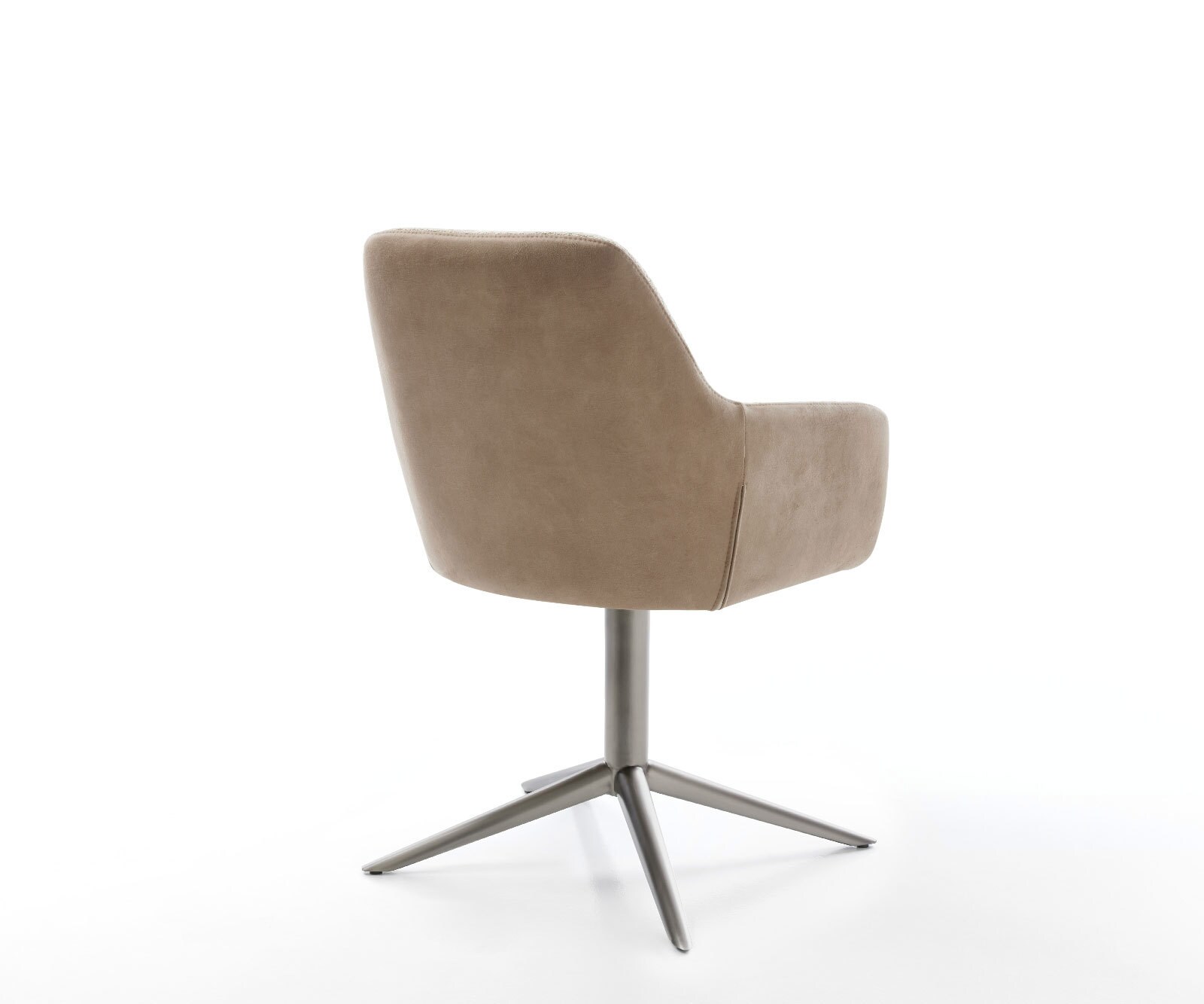 Chaise-pivotante Pejo-Flex tissu mixte couleur boue pied de chaise 4 branches acier inoxydable brossé pivotement sur 360° fonction bascule ressorts ensachés 4