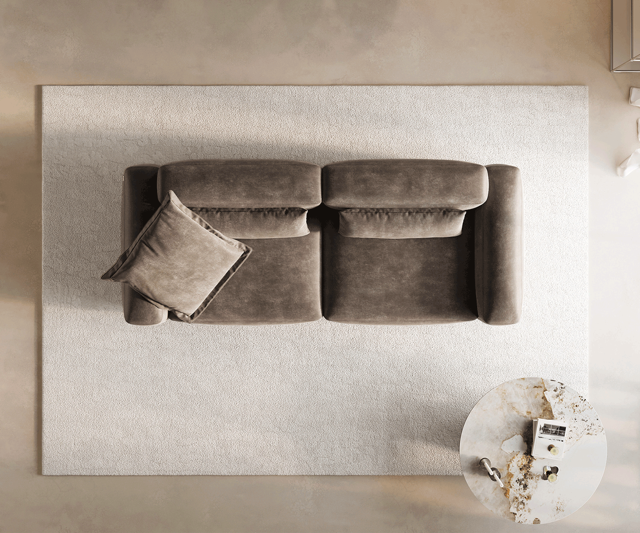 Big-Sofa Freestyle 280x110 cm Mikrofaser Taupe Vintage Kappnaht 6