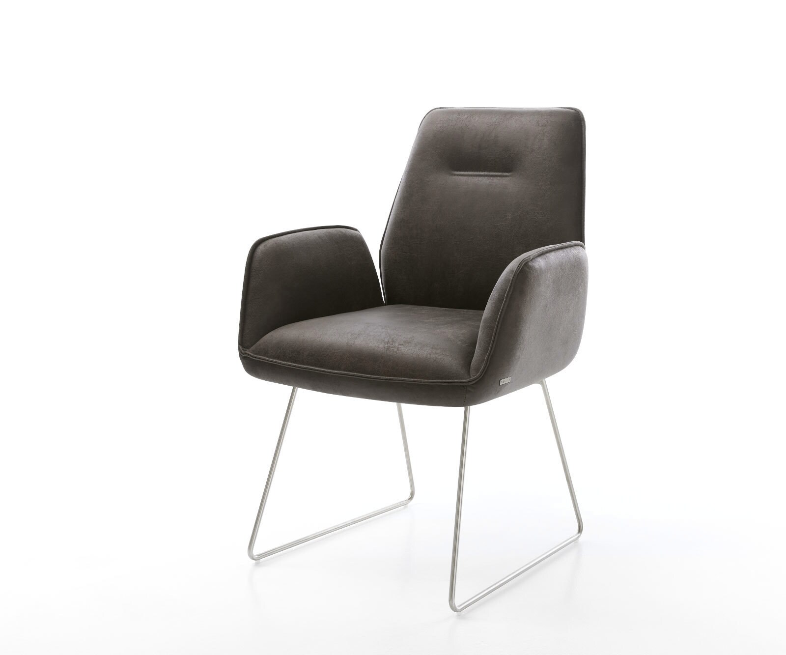 Fauteuil Zoa-Flex anthracite vintage cadre patin acier inoxydable
