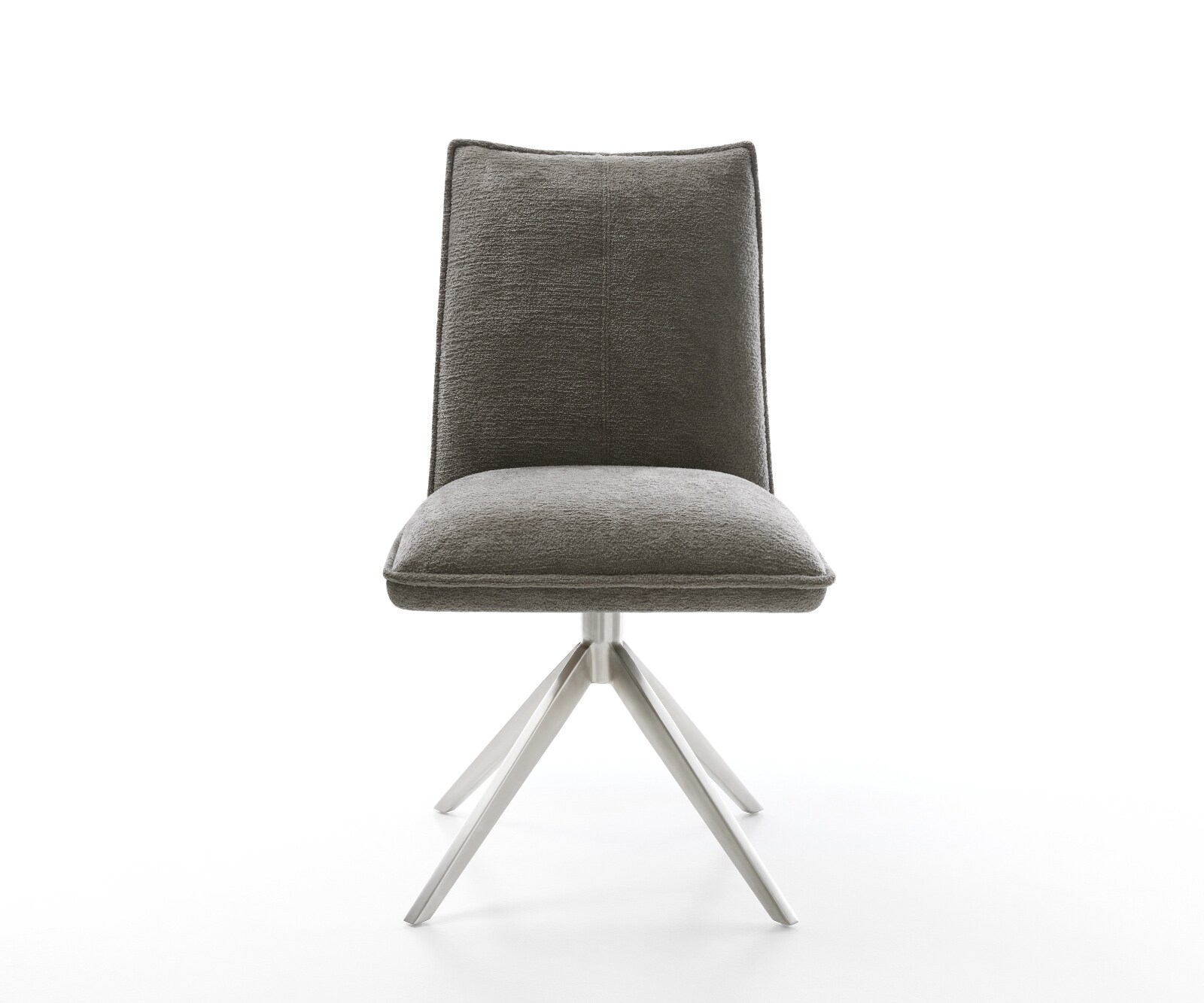 Drehstuhl Lelio-Flex Bouclé Soft Schlamm Kreuzgestell breit Edelstahl 360° drehbar Wippfunktion Taschenfederkern 1