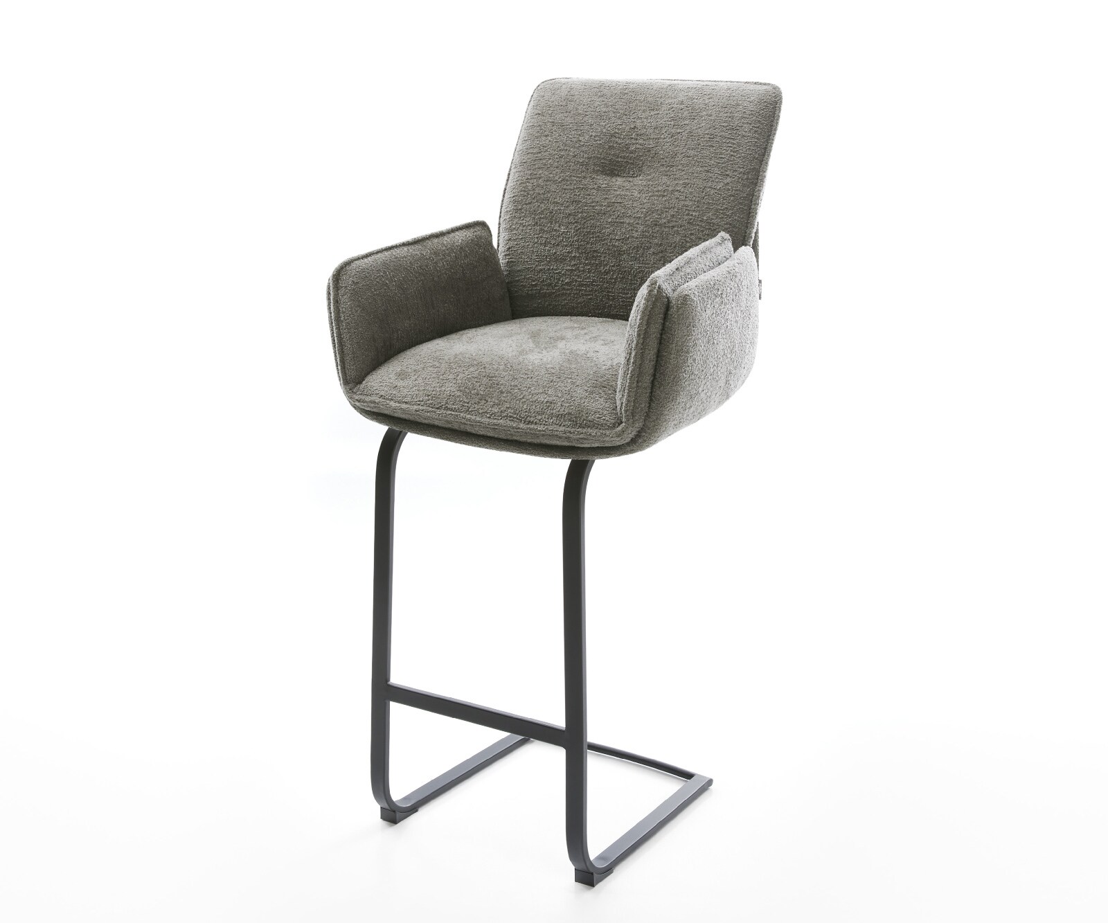Barstuhl Nela-Flex Bouclé Soft Schlamm Freischwinger Flach Metall Schwarz