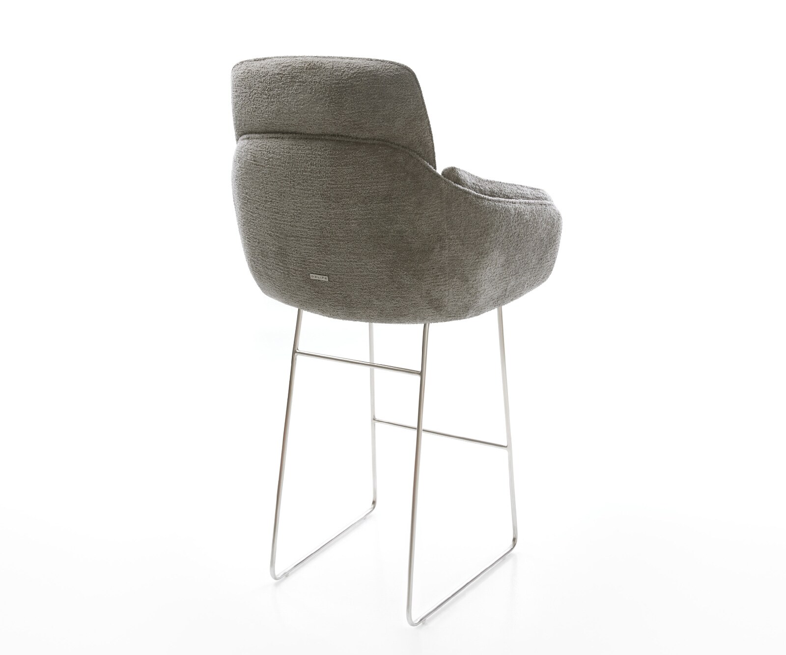 Chaise-de-bar Luan-Flex Bouclé doux Boue Pied trapèze acier inoxydable Argent 5