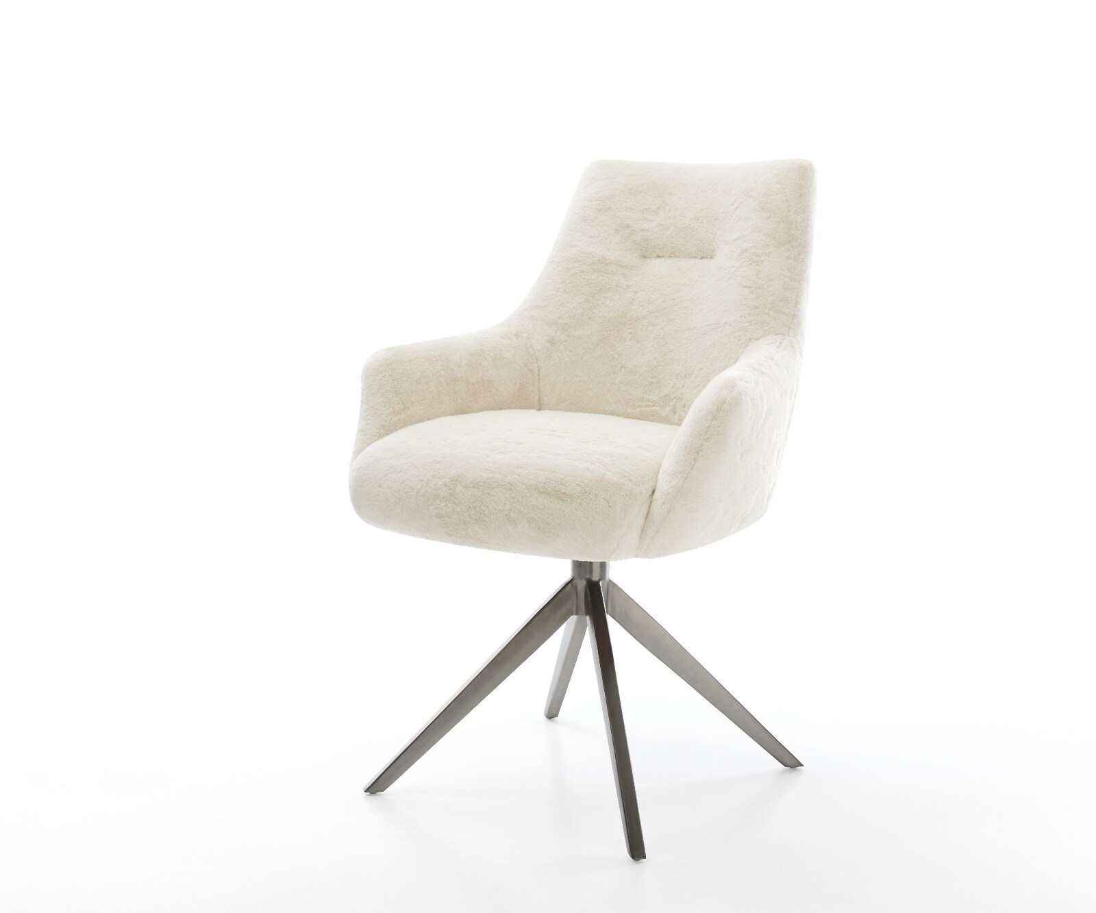 Chaise-pivotante Alja-Flex avec accoudoirs peluche crème-blanc pied croisé large grafiete pivotement sur 360° fonction bascule resorts ensachés 1