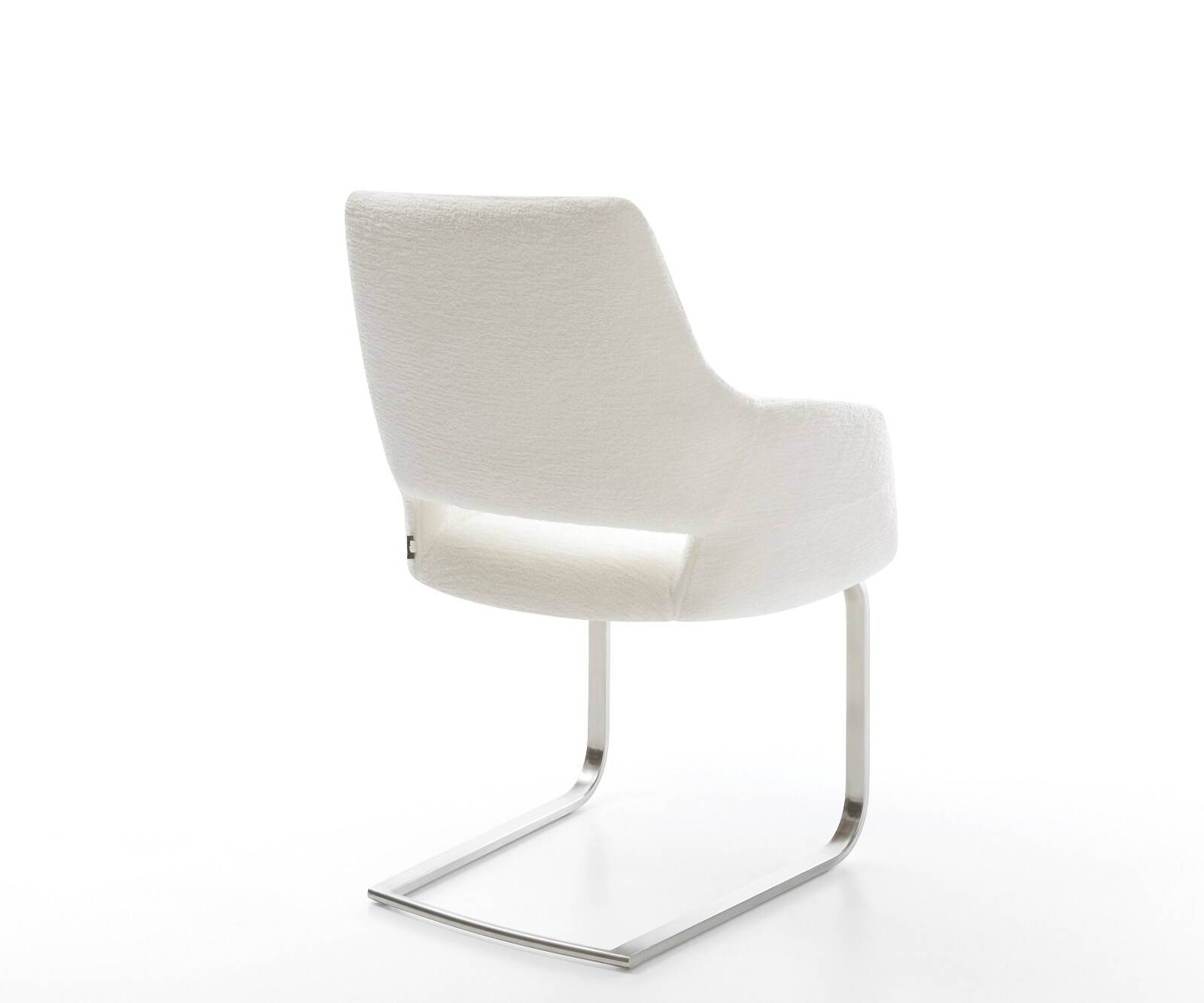Cantilever Yago-Flex avec accoudoirs bouclé doux beige pied cantilever plat acier inoxydable resorts ensachés 4