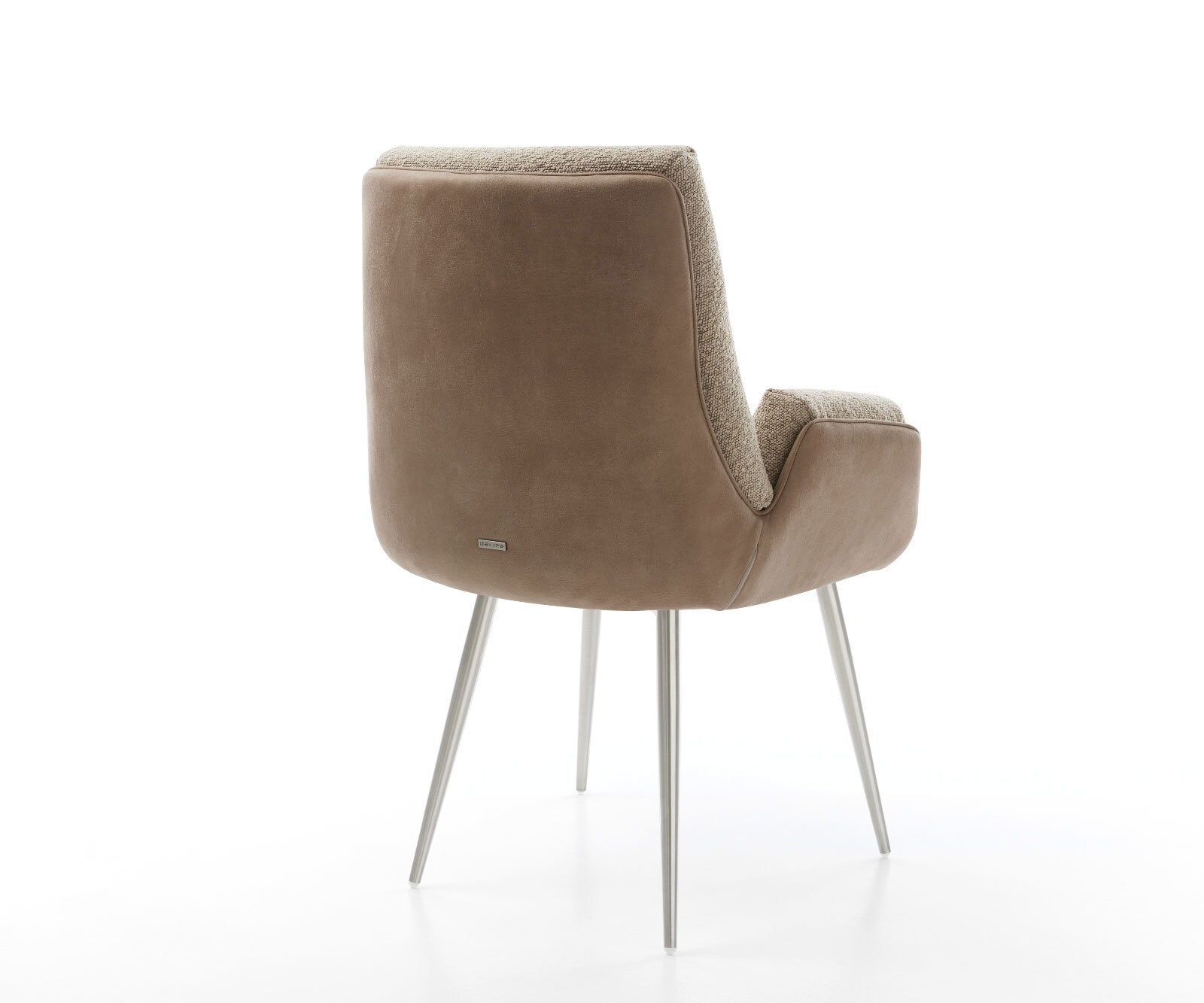 Chaise-de-salle-à-manger Clea-Flex tissu mixte couleur boue 4 pieds coniques acier inoxydable brossé 4