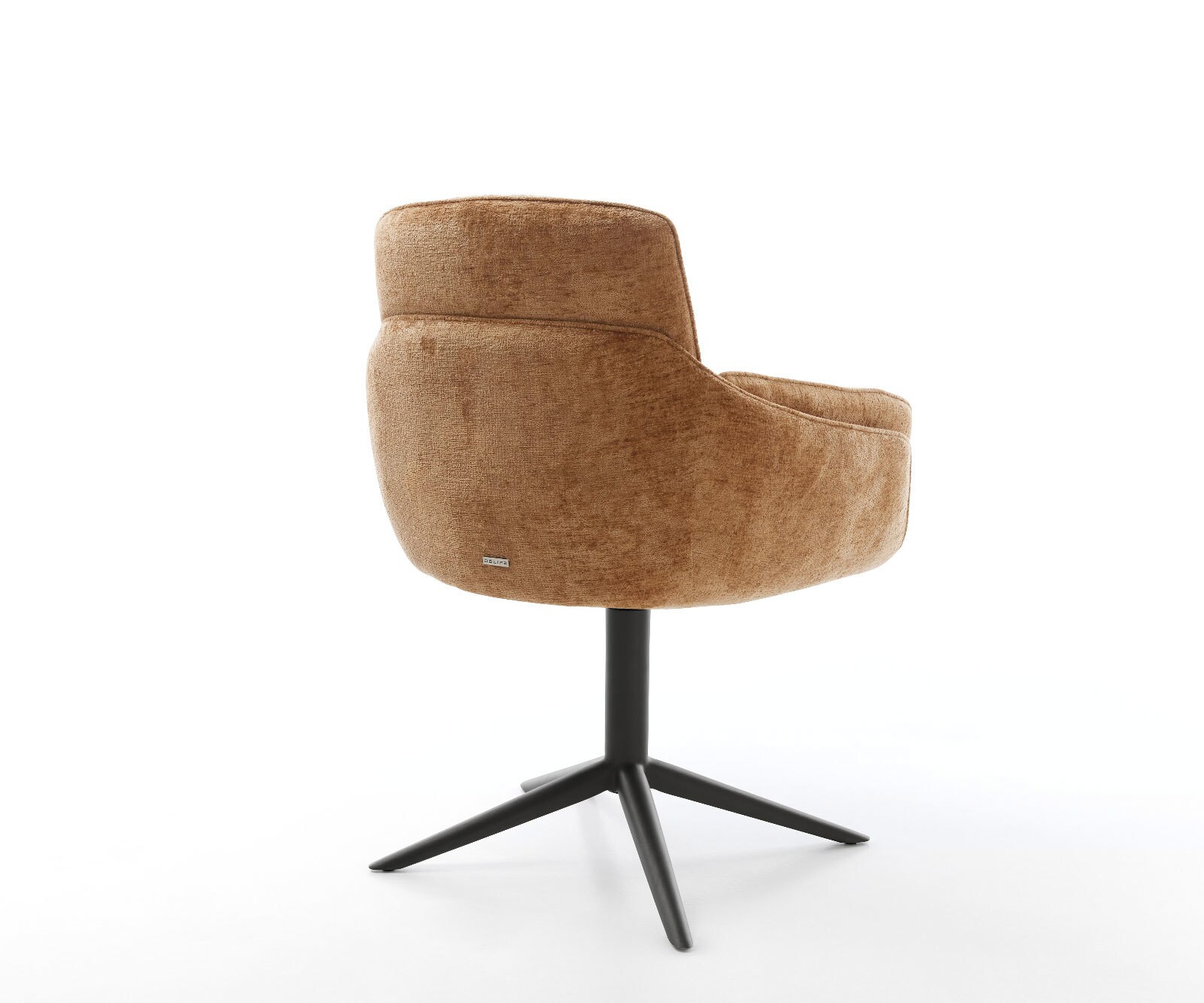Chaise-pivotante Luan-Flex avec accoudoirs chenille rouille pied de chaise 4 branches noir pivotement sur 360° fonction bascule 4