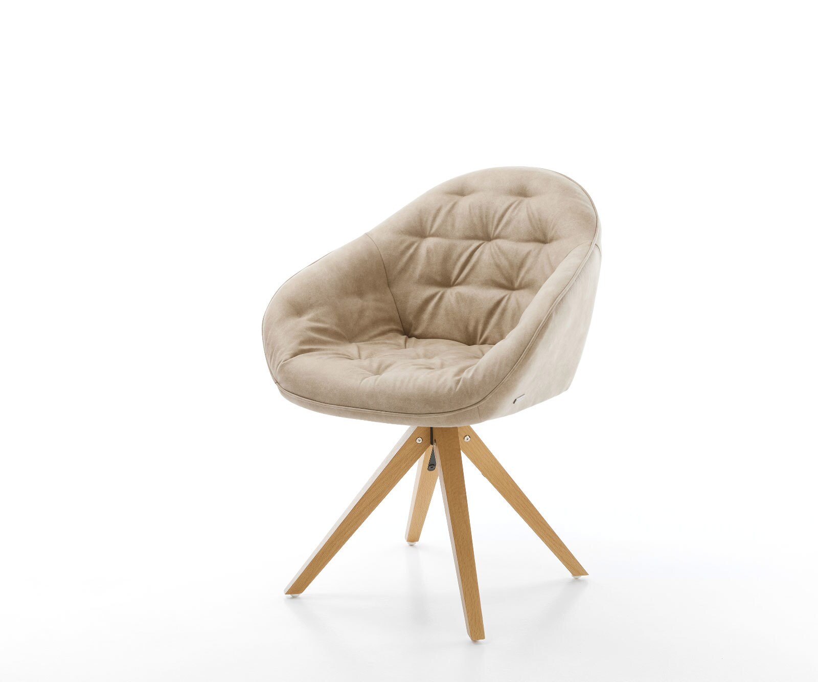 Esszimmerstuhl Gaio-Flex Mikrofaser Beige Vintage Holzgestell kantig Natur