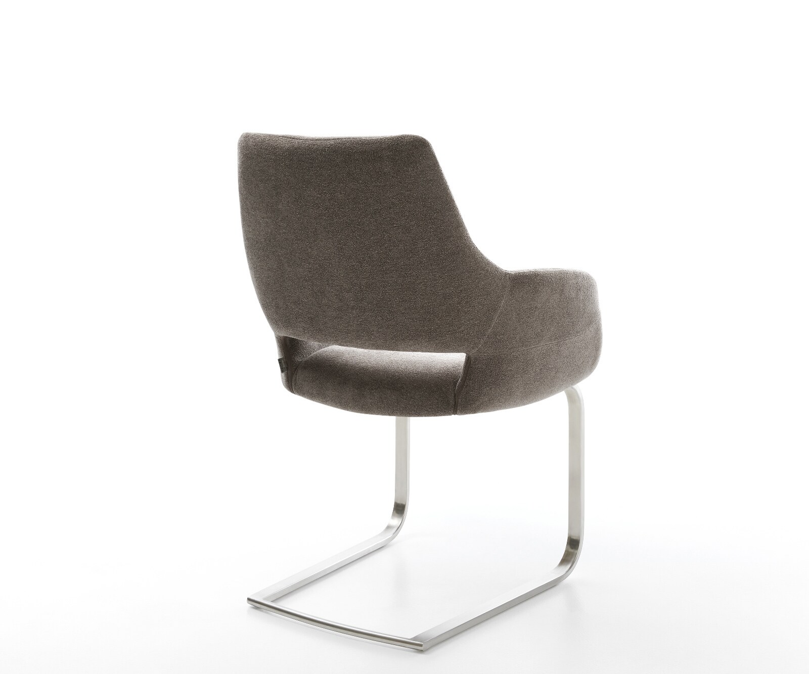 Cantilever Yago-Flex avec accoudoirs tissu structuré doux taupe pied cantilever plat acier inoxydable ressorts ensachés 3