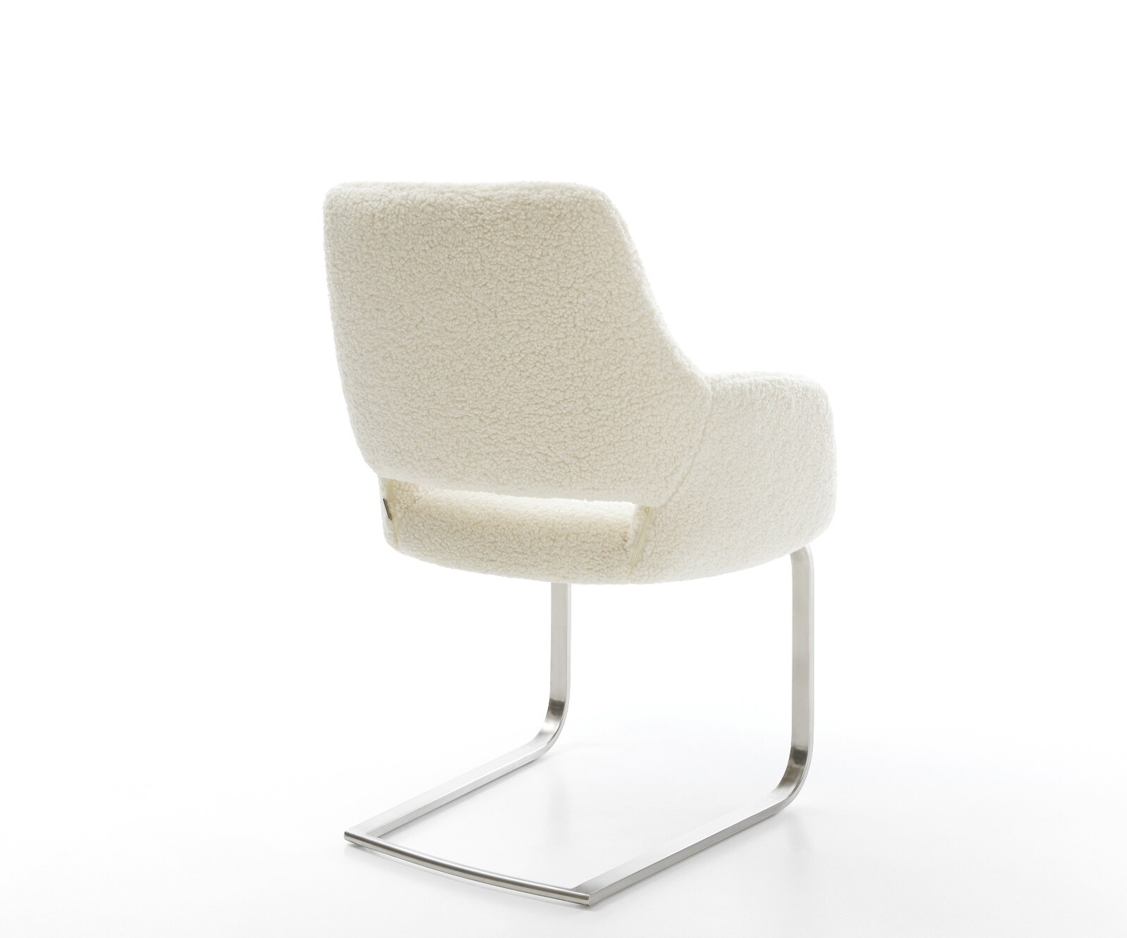 Cantilever Yago-Flex avec accoudoirs tissu teddy beige pied cantilever plat acier inoxydable resorts ensachés 4