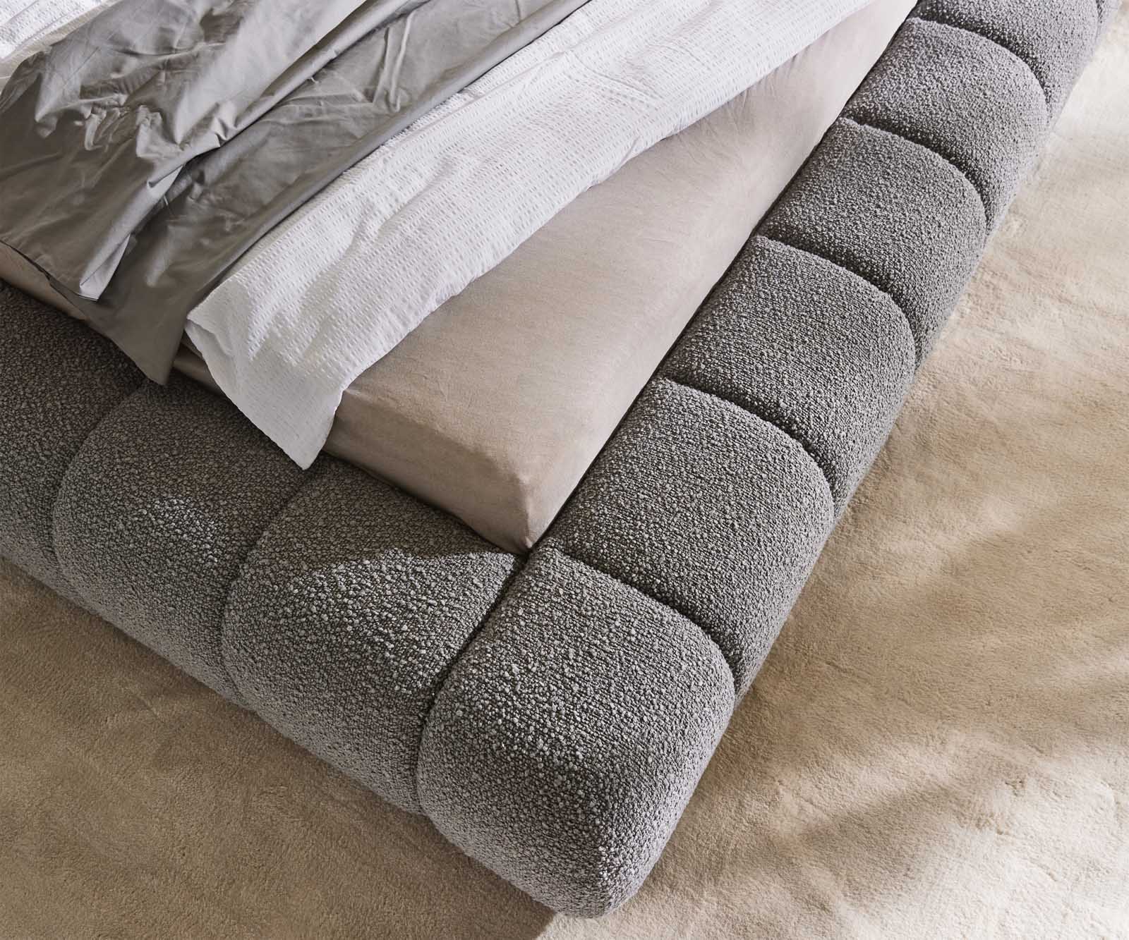 Cadre-de-lit-rembourré Cutio 140x200 cm Bouclé gris argenté 4